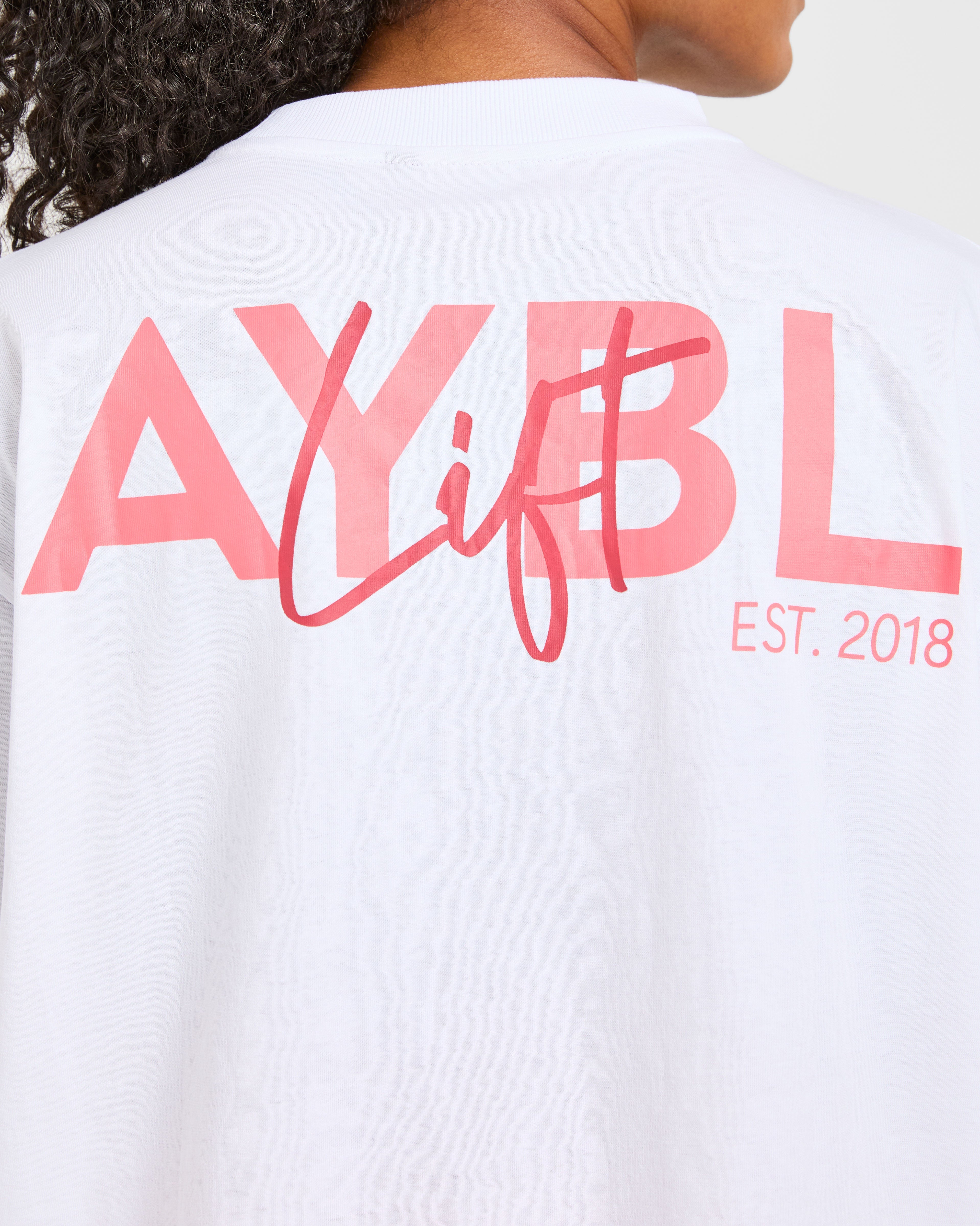 Lift Graphic Oversized T Shirt - Weiß/Coral Peach