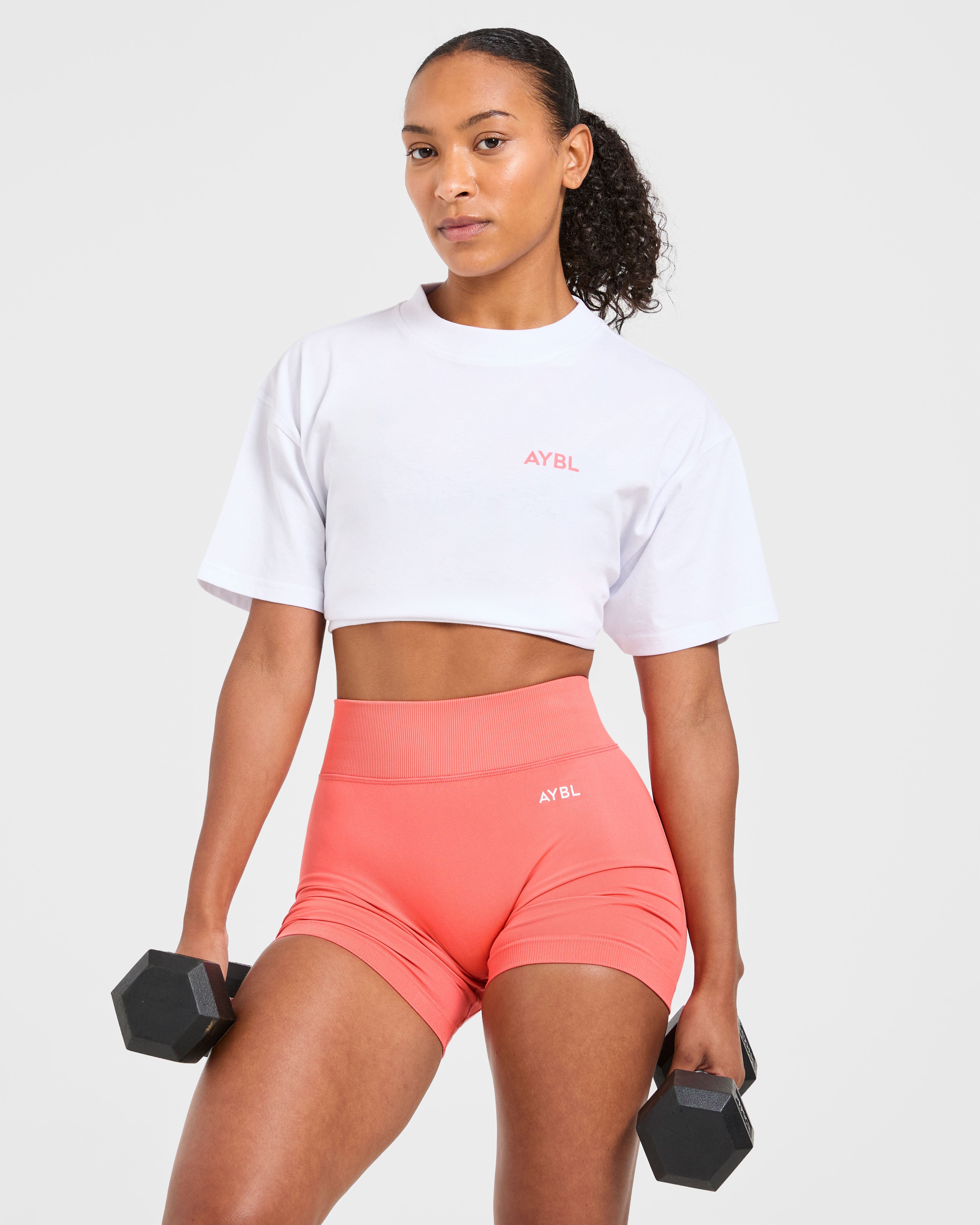 Lift Graphic Oversized T Shirt - Weiß/Coral Peach