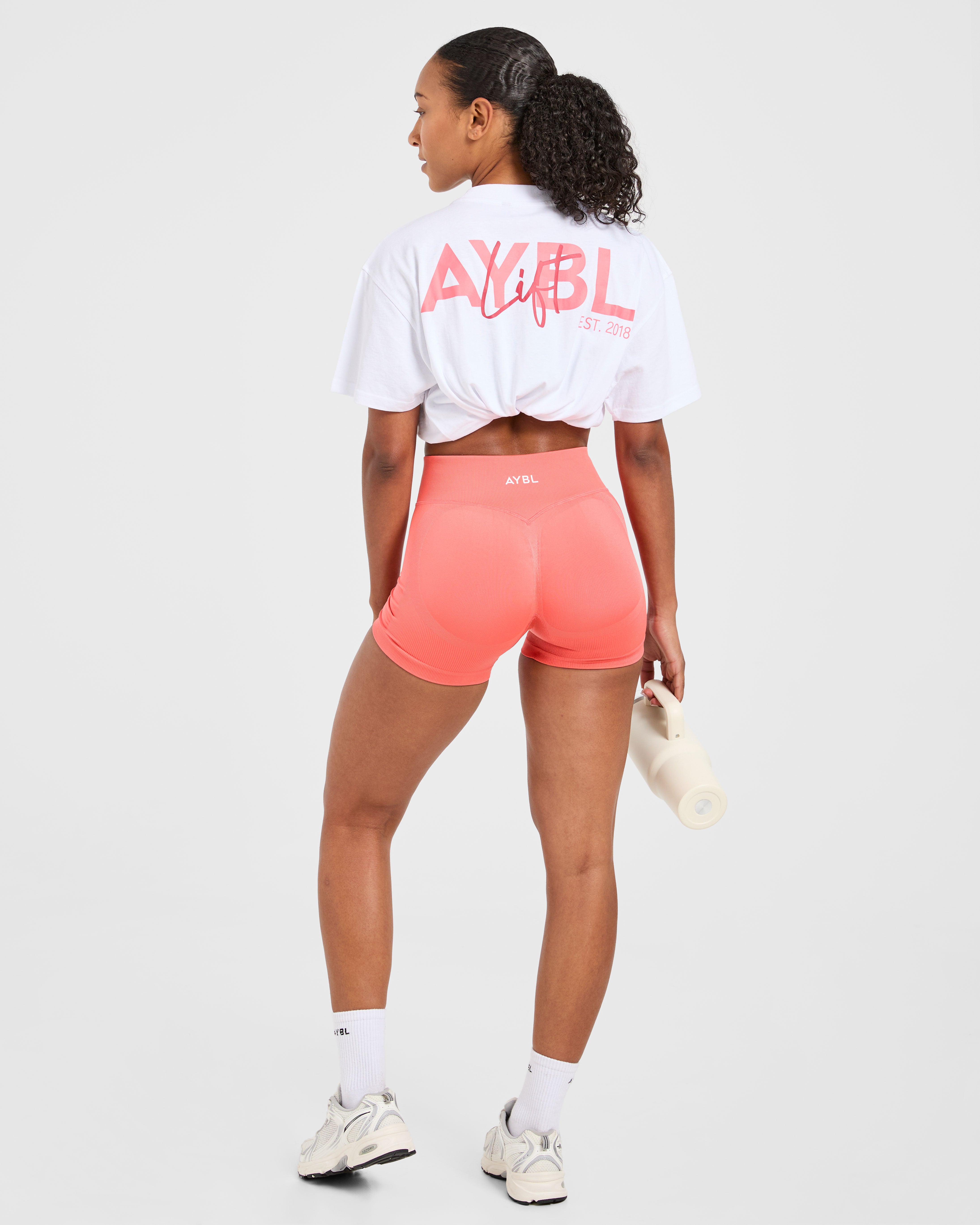 Lift Graphic Oversized T Shirt - Weiß/Coral Peach