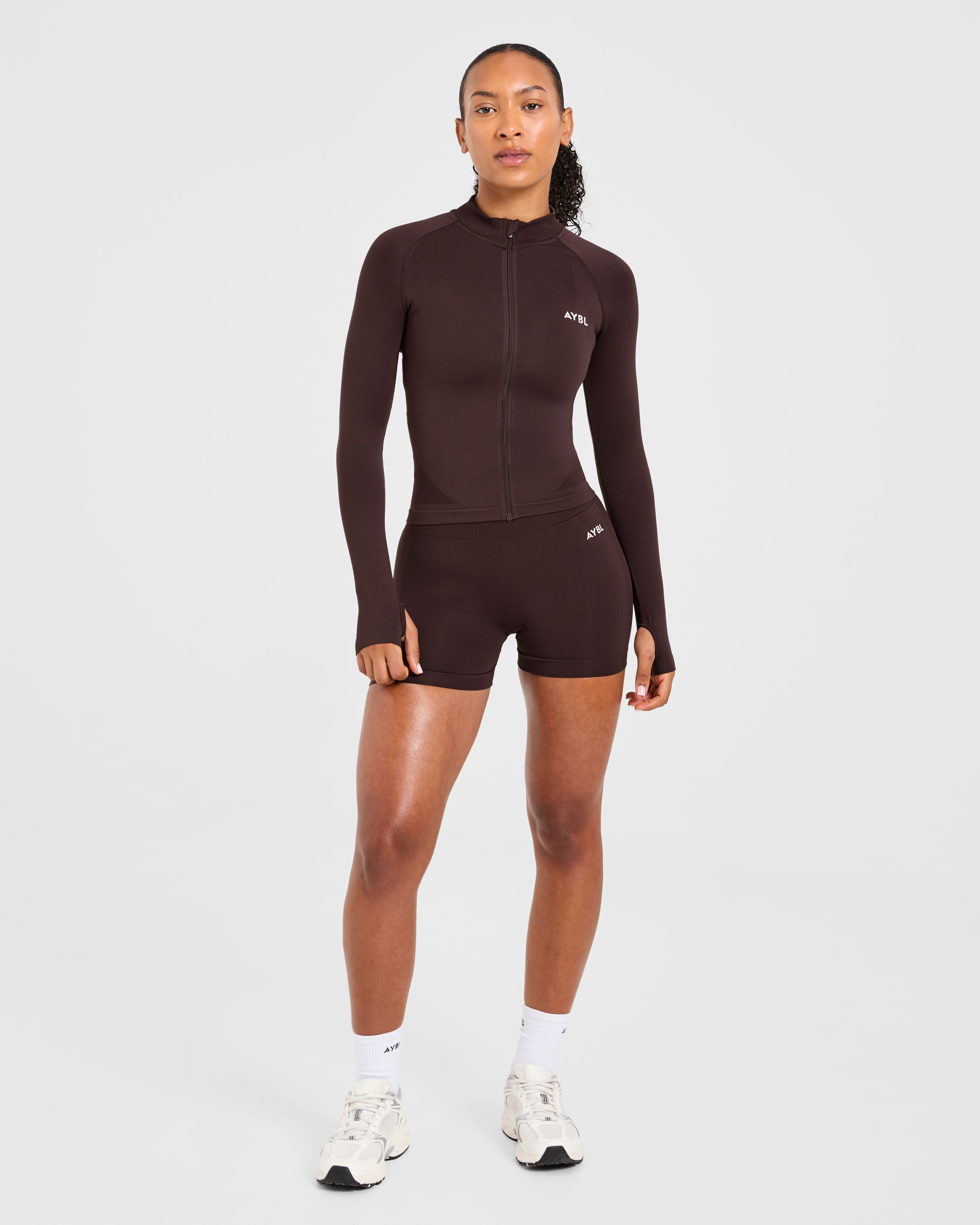 Empower Seamless Full Zip Jacket - Cocoa Braun
