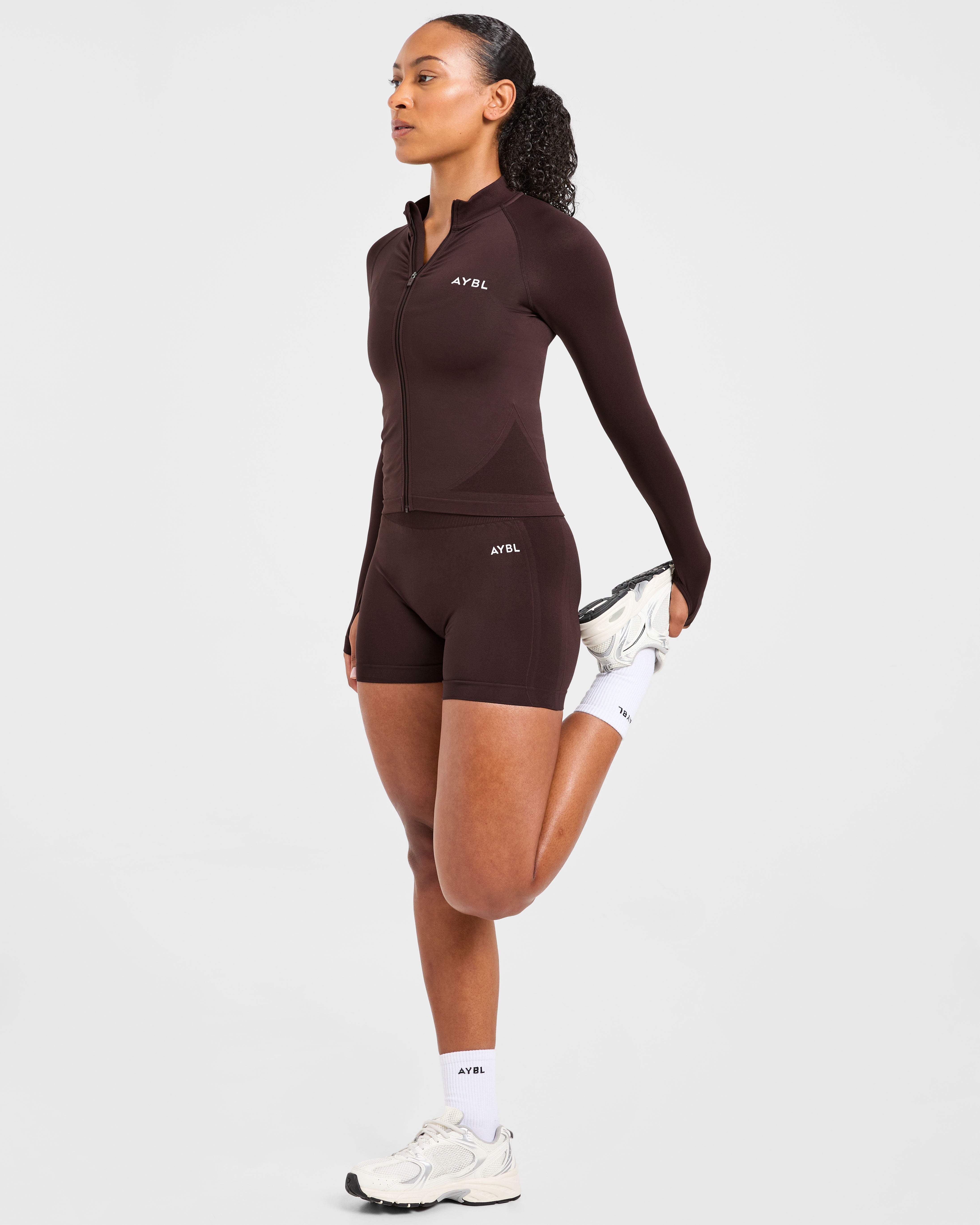 Empower Seamless Full Zip Jacket - Cocoa Braun