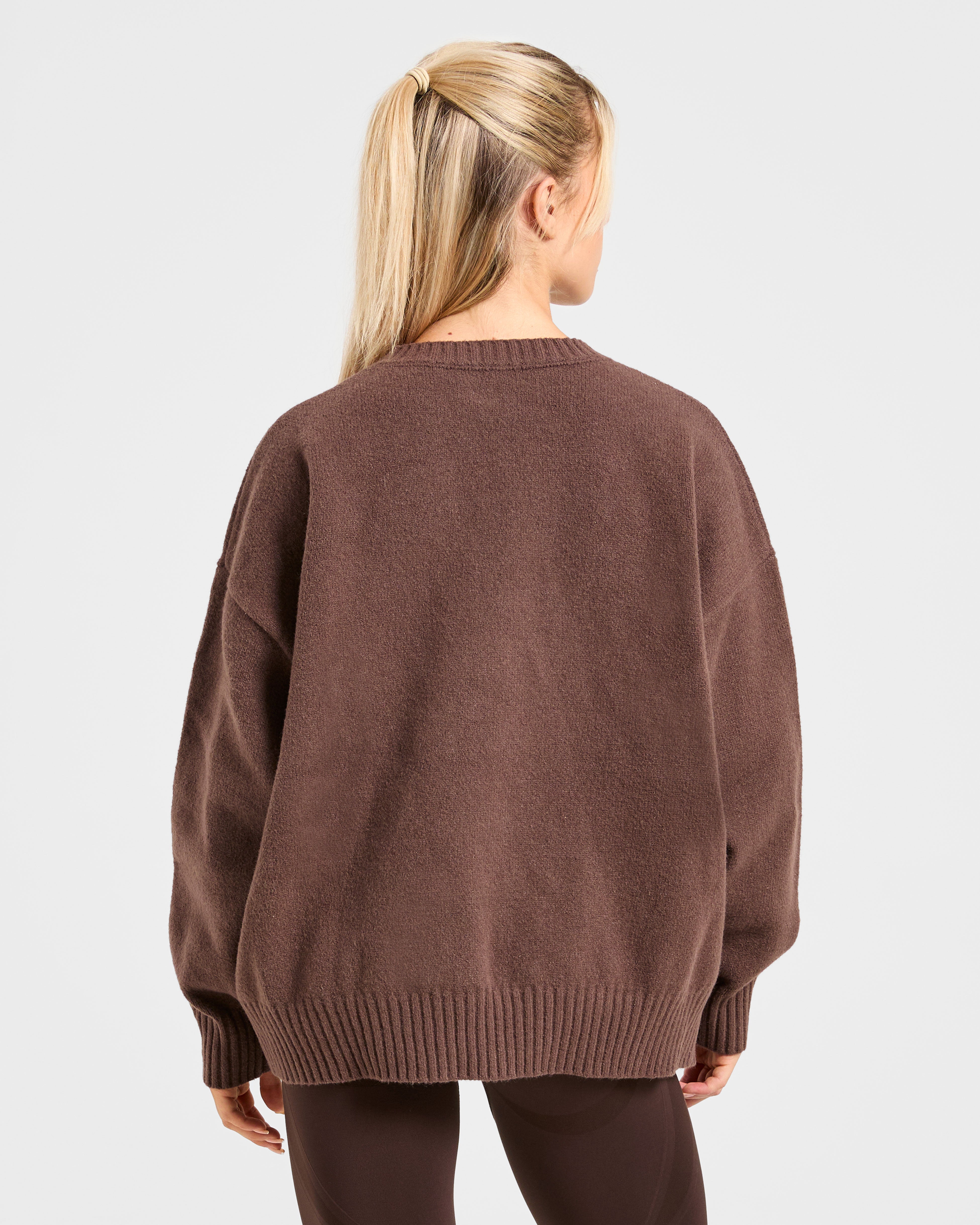 Varsity Oversized Knitted Sweater - Braun