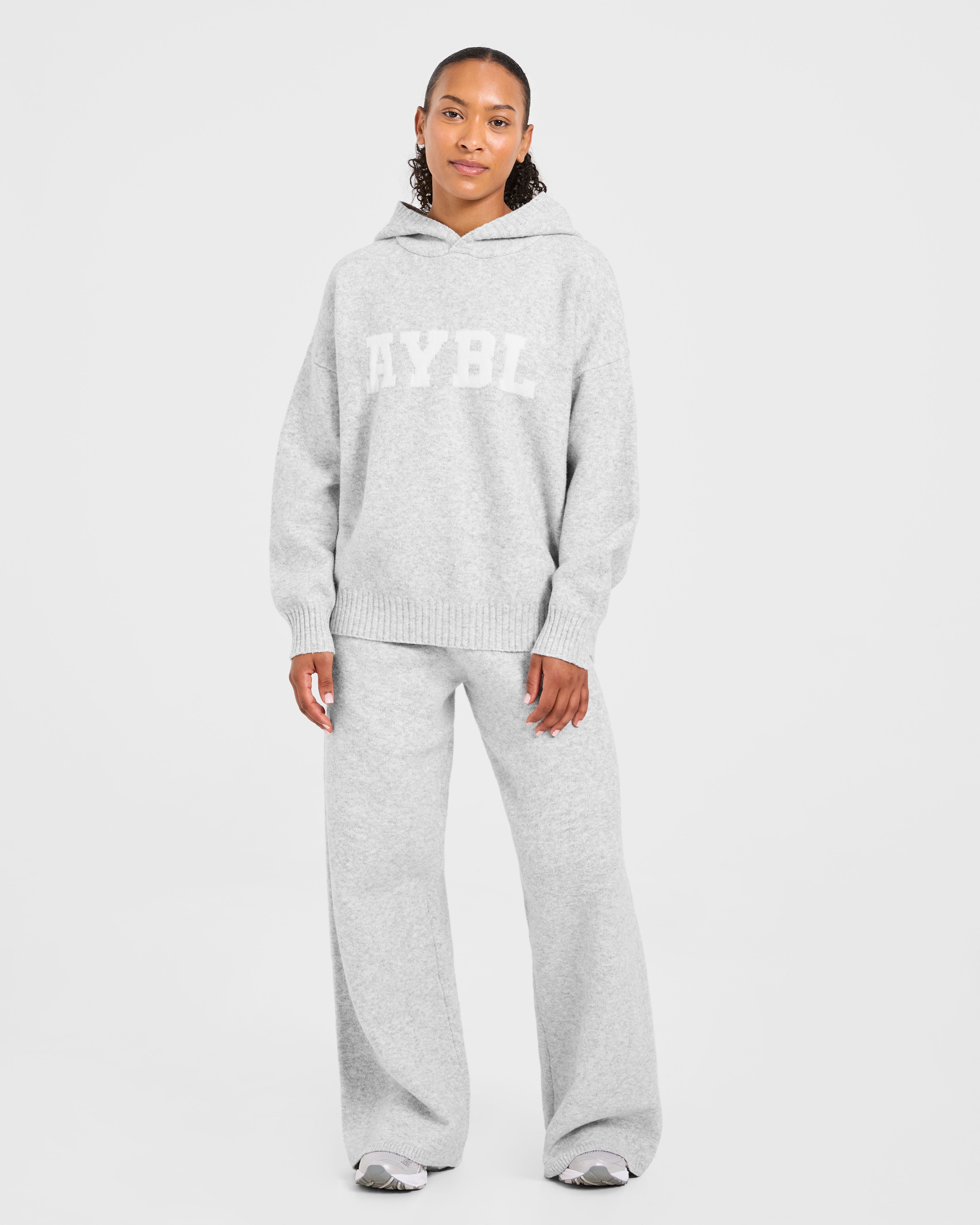 Varsity Oversized Knitted Joggers - Grau Marl