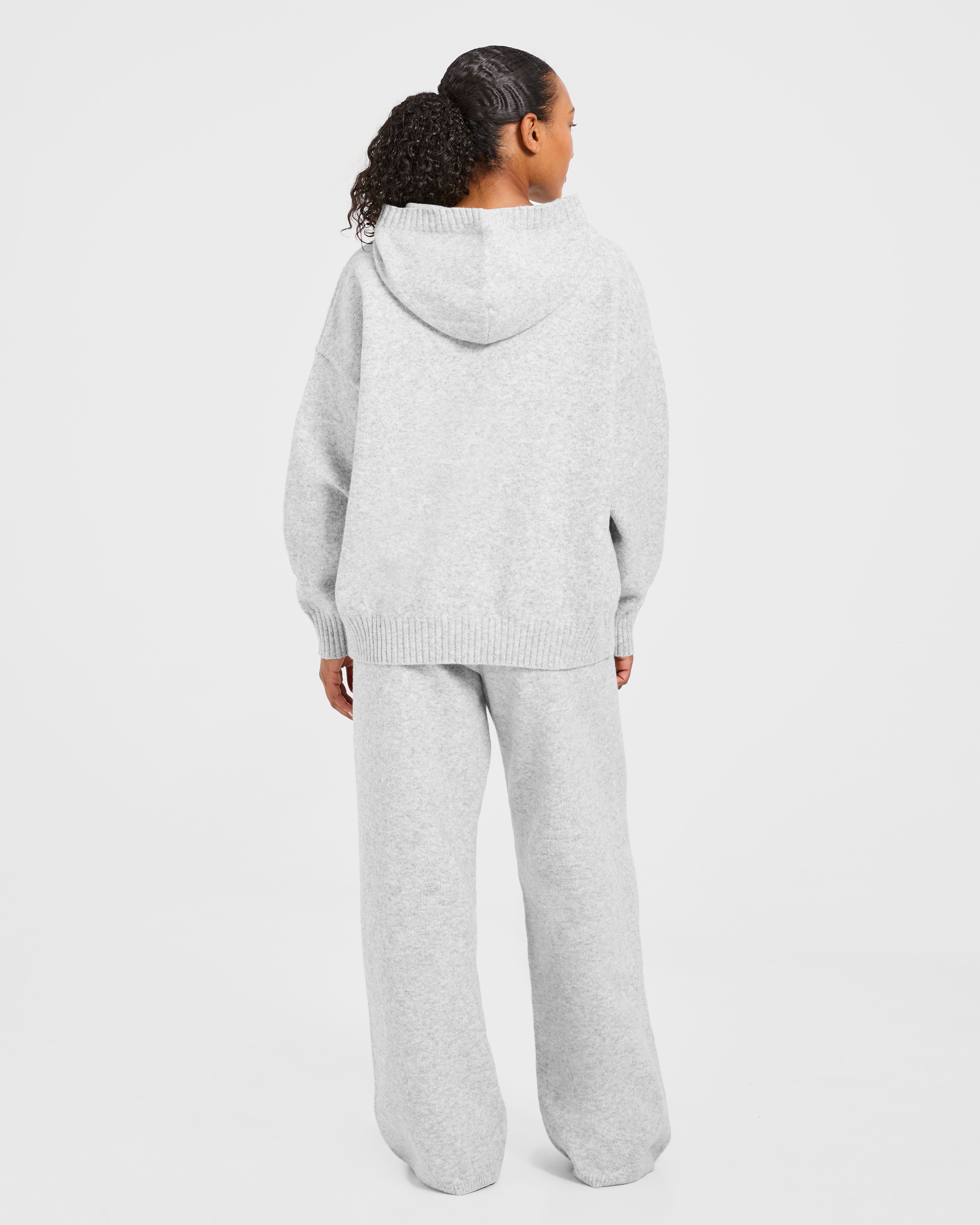 Varsity Oversized Knitted Joggers - Grau Marl
