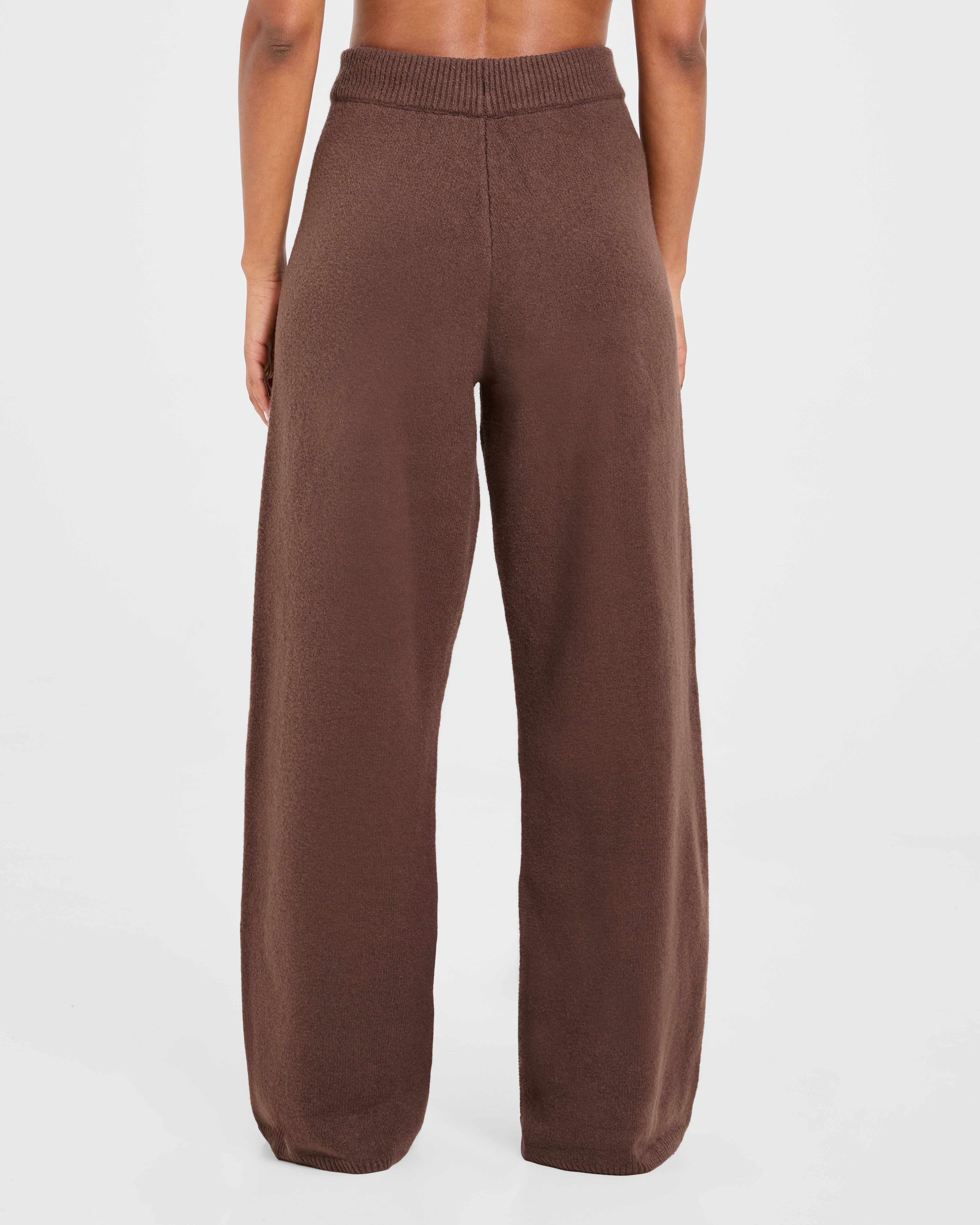 Varsity Oversized Knitted Joggers - Braun