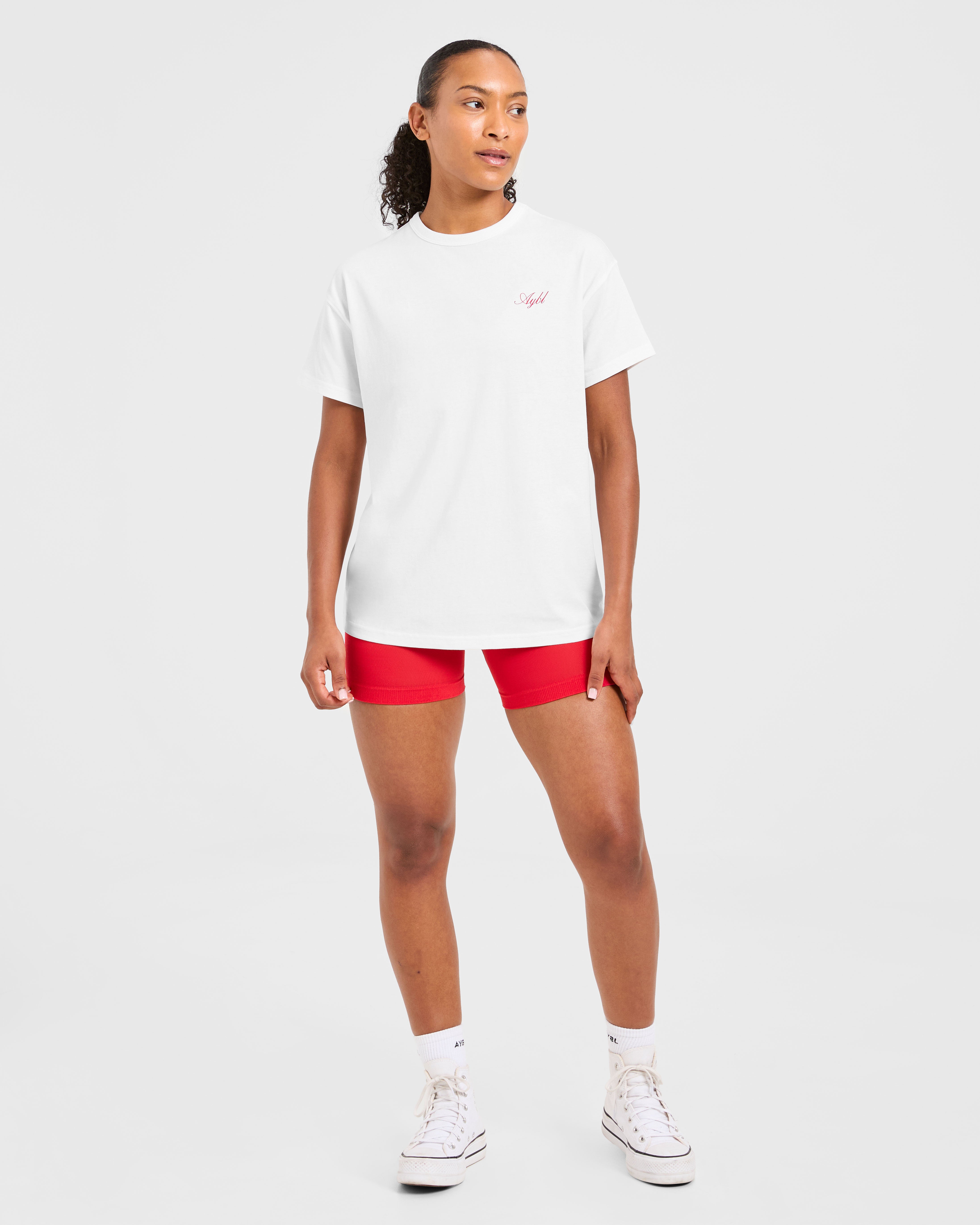 Athletics Sport Dept Oversized T Shirt - Weiß/Rot
