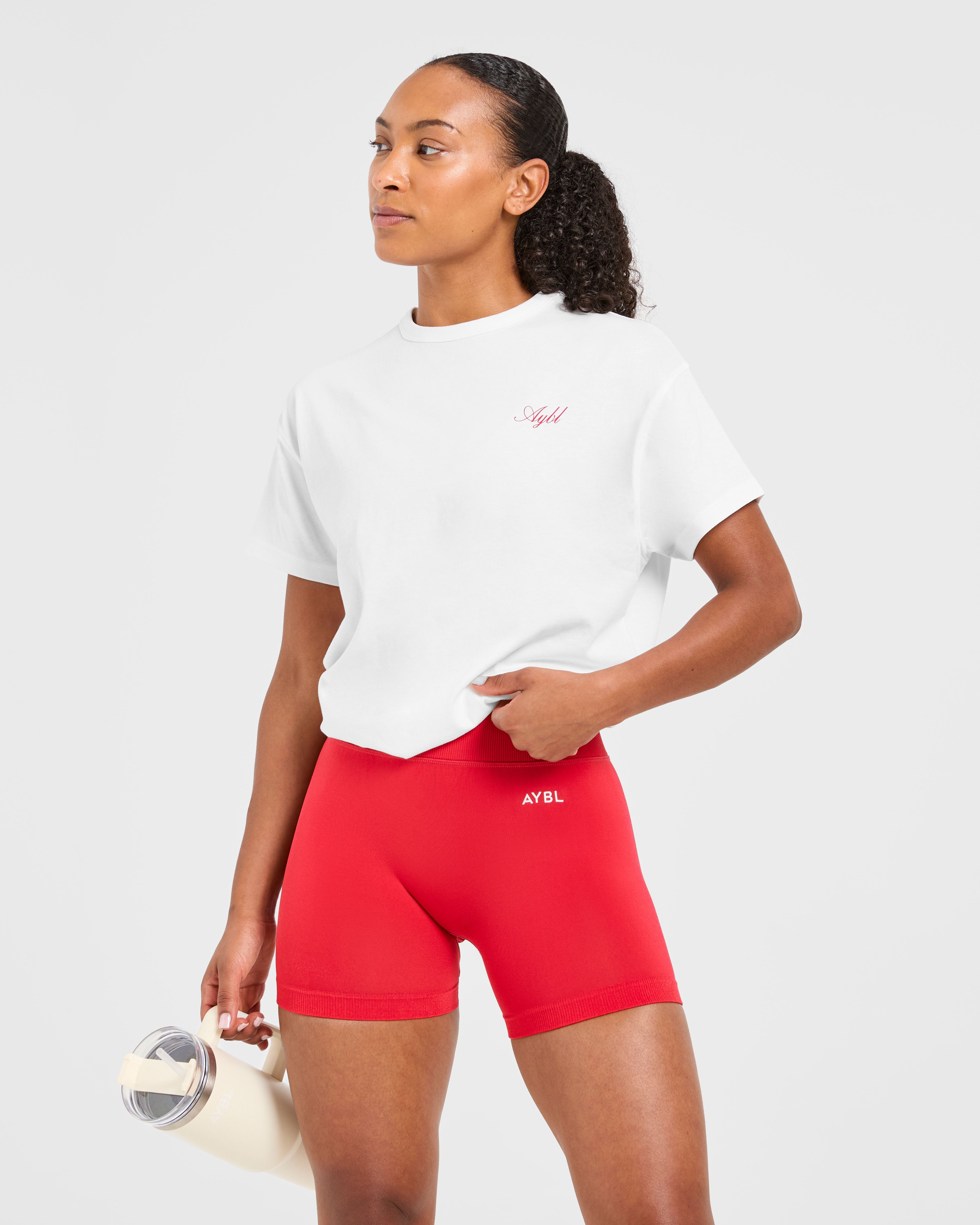 Athletics Sport Dept Oversized T Shirt - Weiß/Rot