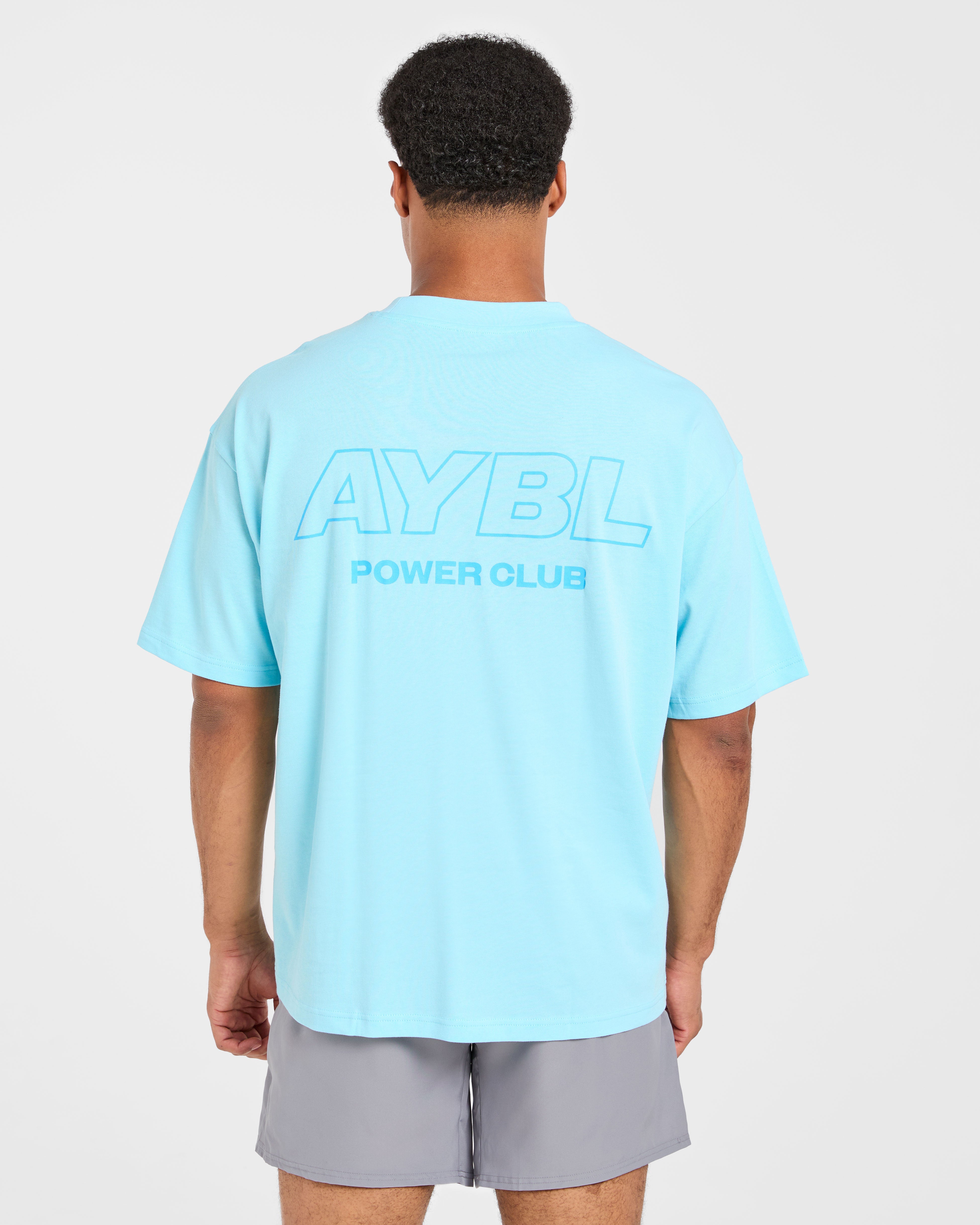 Power Club Oversized T Shirt - Light Blau
