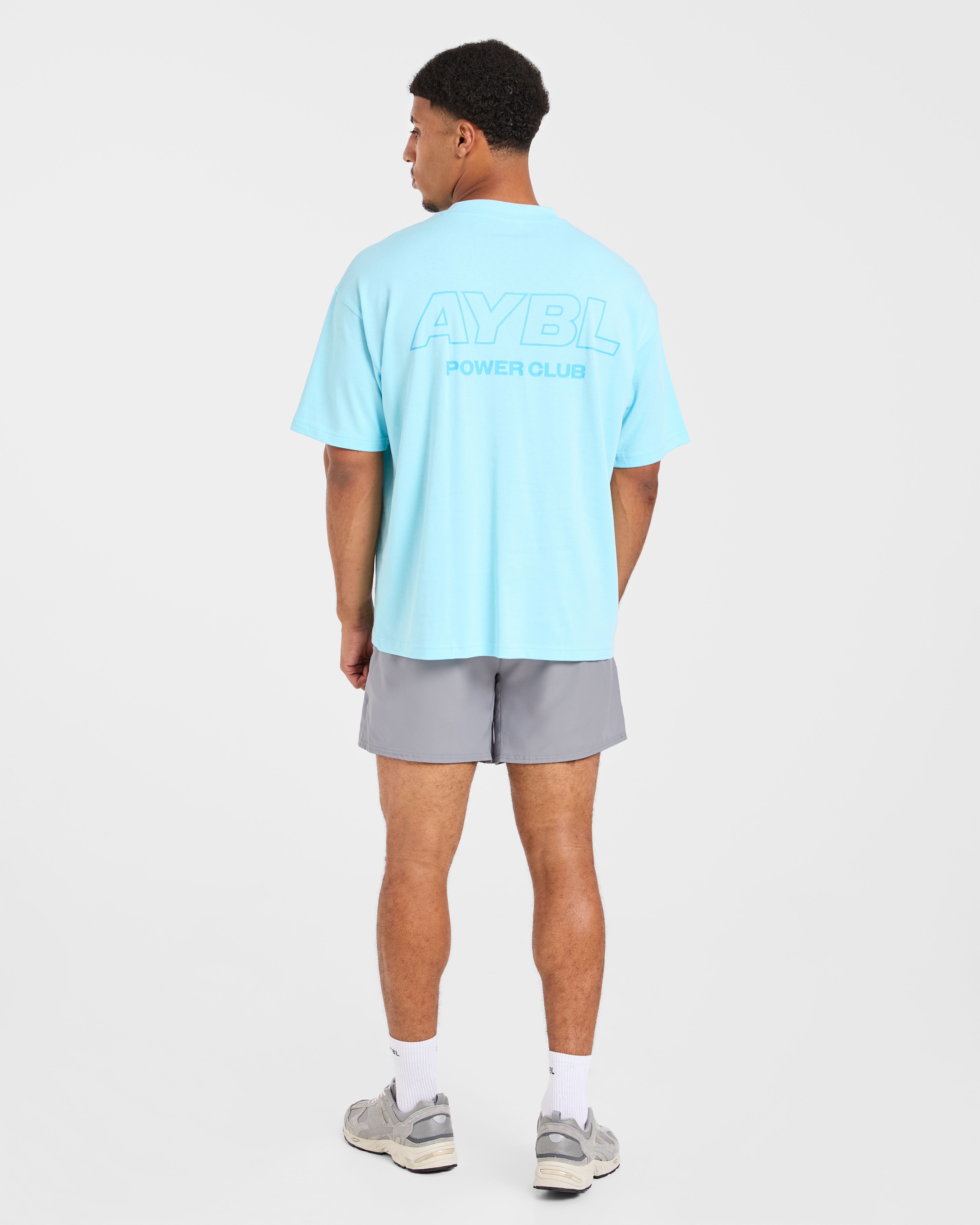 Power Club Oversized T Shirt - Light Blau