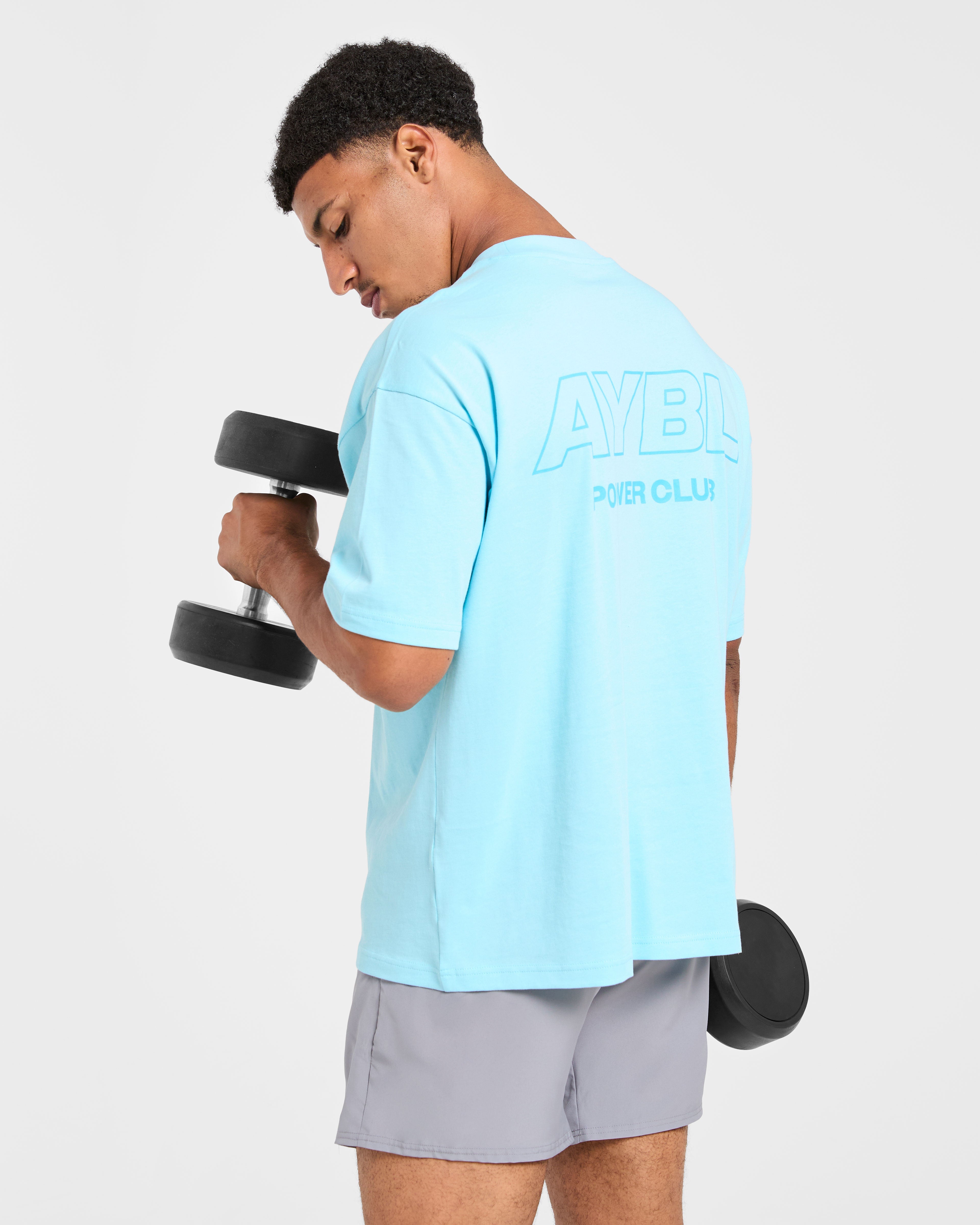 Power Club Oversized T Shirt - Light Blau