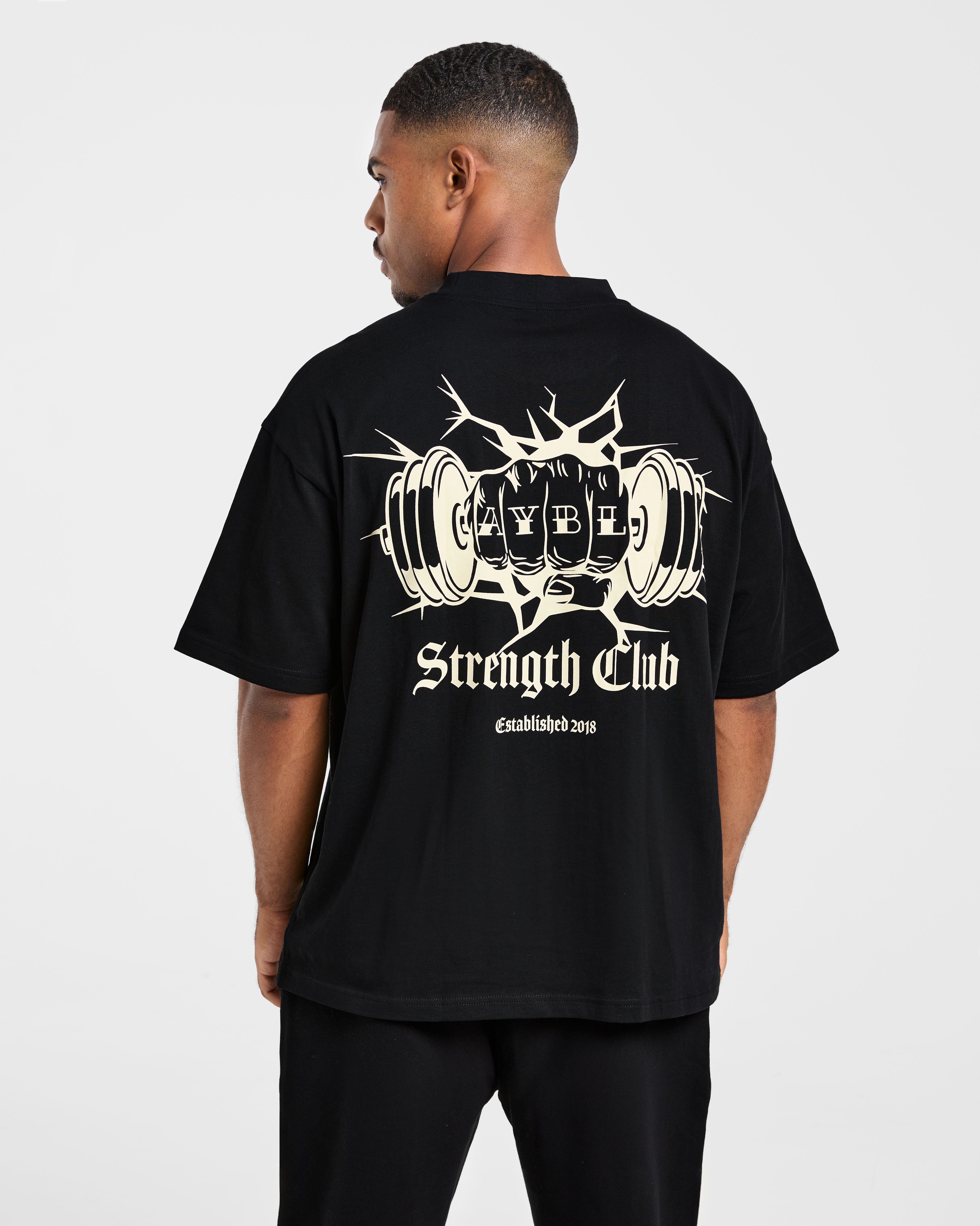 AYBL Strength Club Oversized T Shirt - Schwarz
