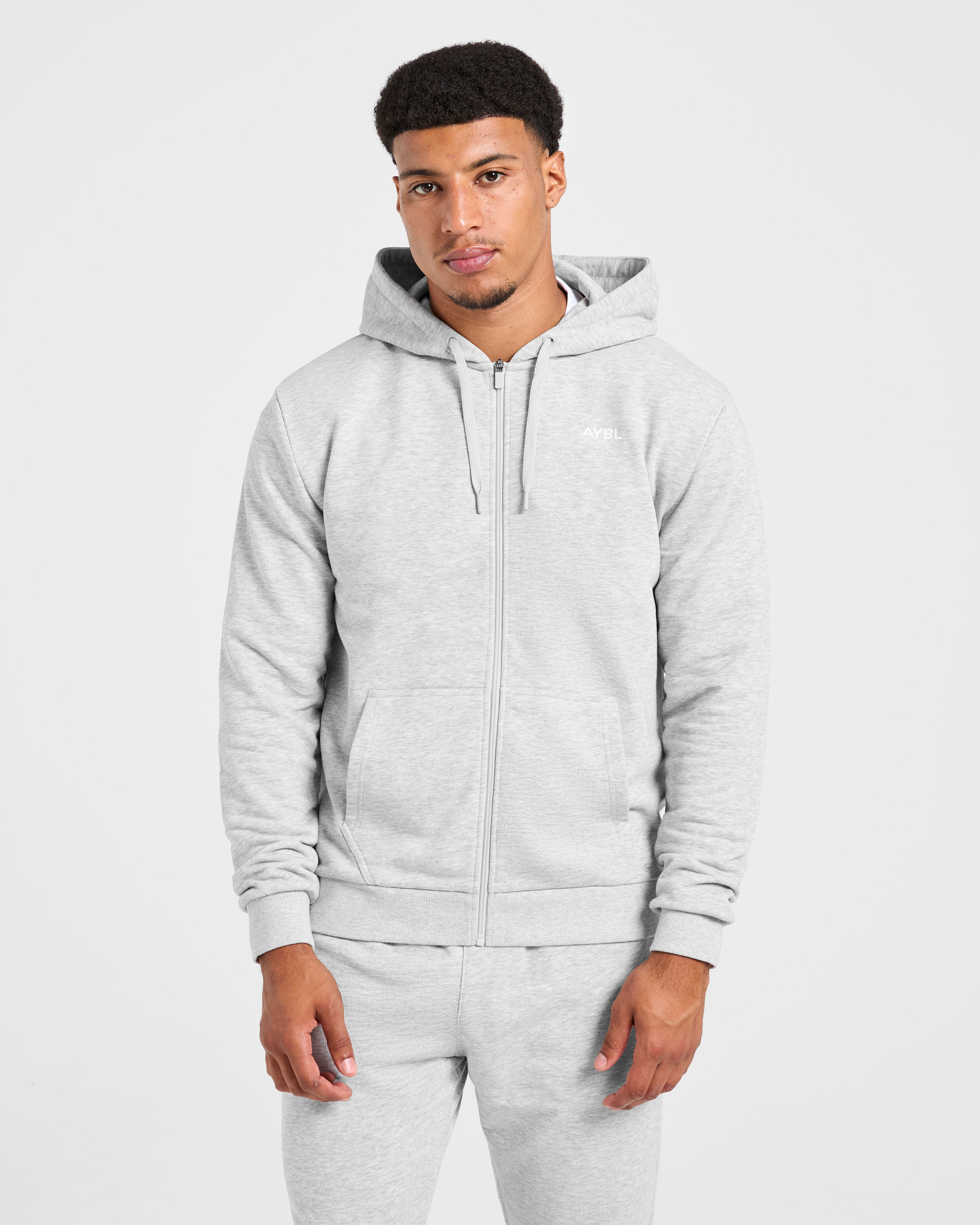 Essential Lightweight Zip Up Hoodie - Grau Marl