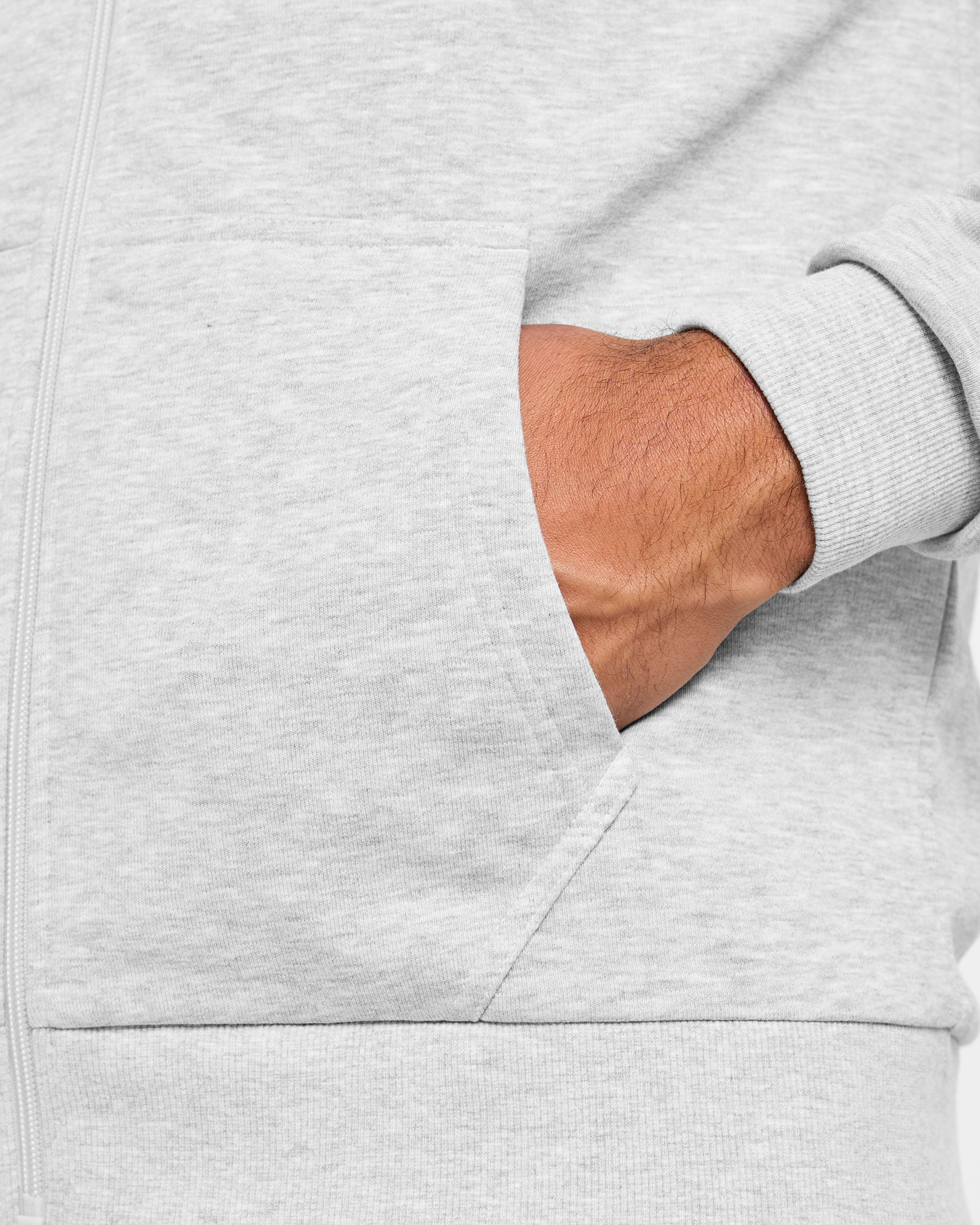 Essential Lightweight Zip Up Hoodie - Grau Marl