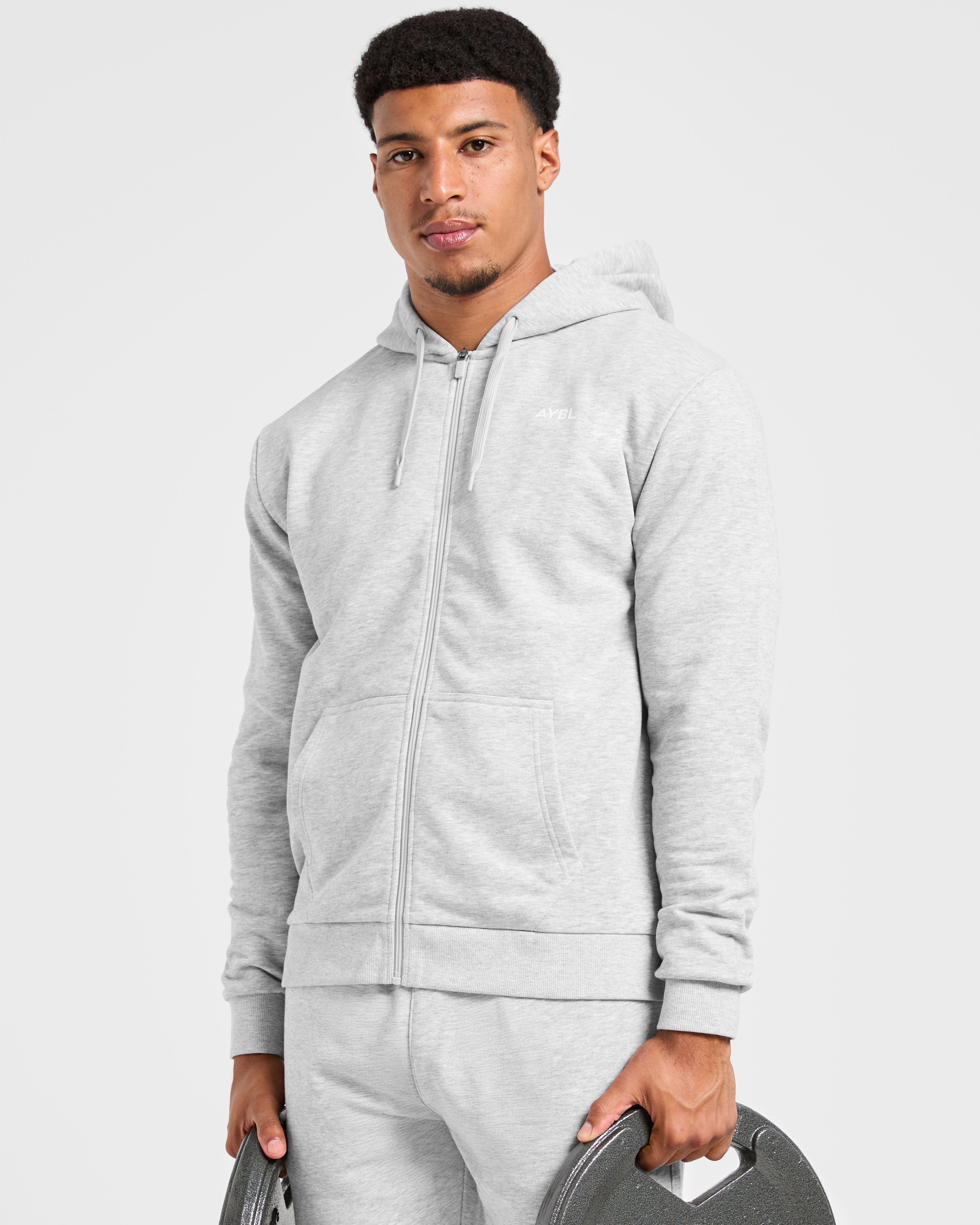 Essential Lightweight Zip Up Hoodie - Grau Marl