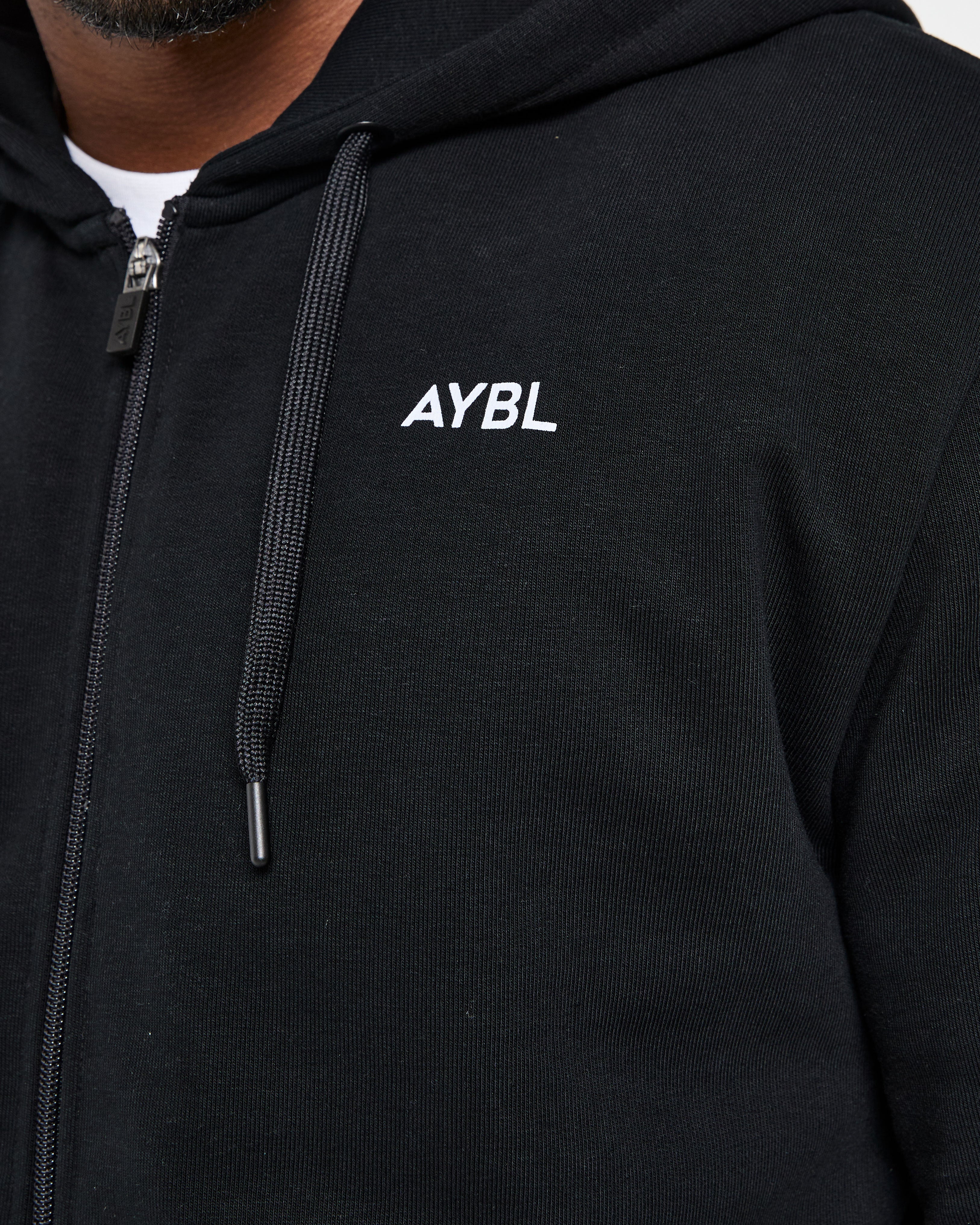Essential Lightweight Zip Up Hoodie - Schwarz