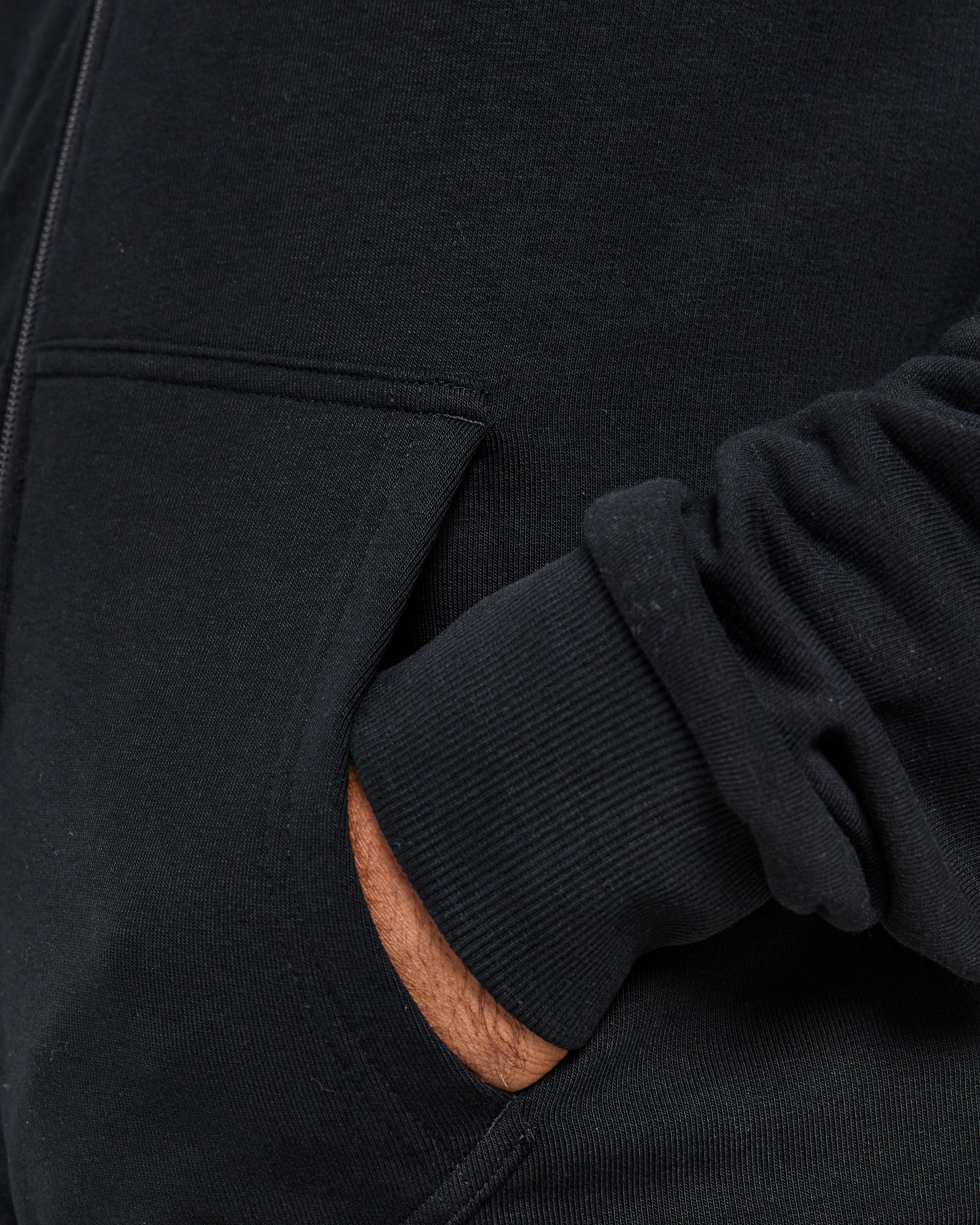 Essential Lightweight Zip Up Hoodie - Schwarz