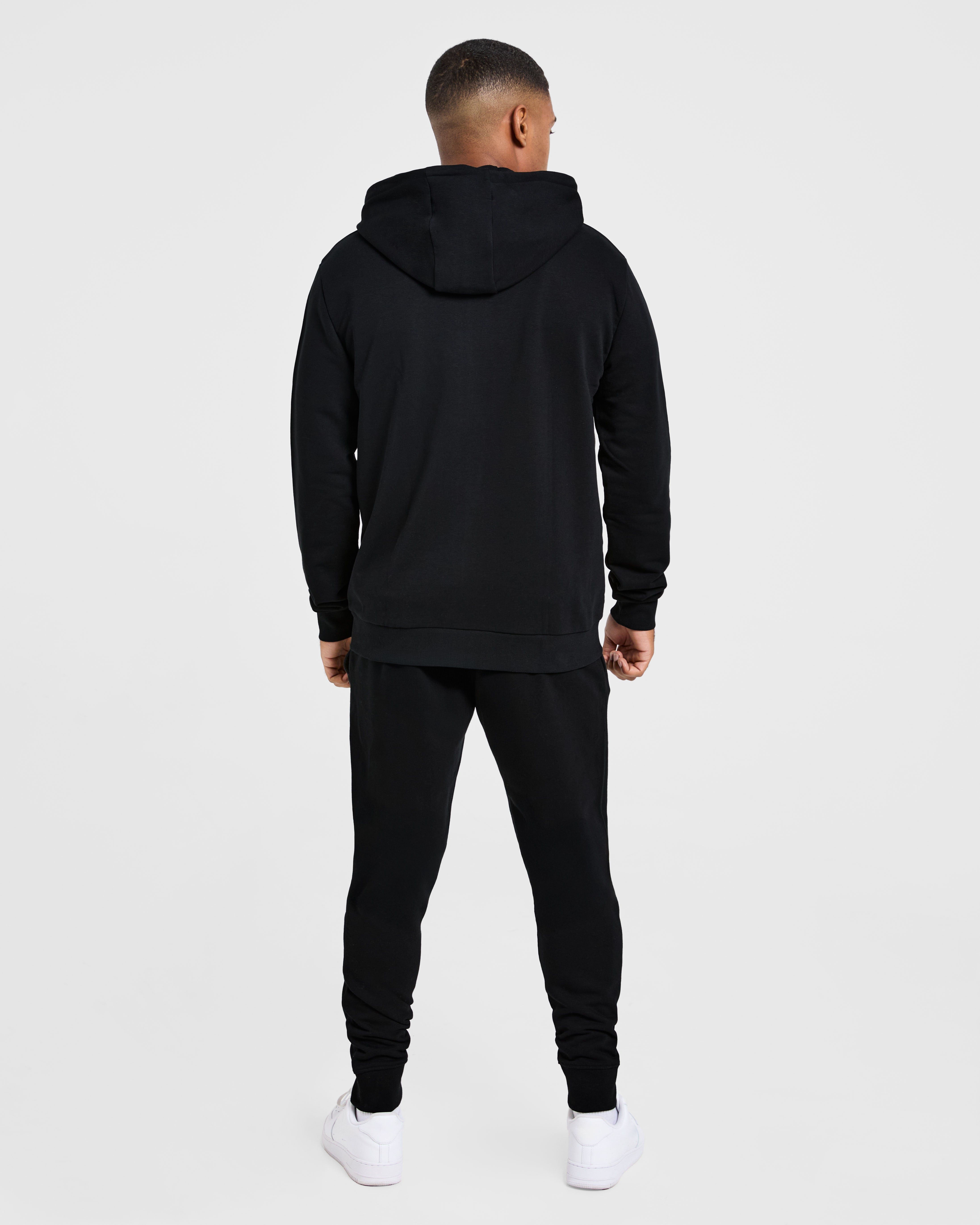 Essential Lightweight Zip Up Hoodie - Schwarz