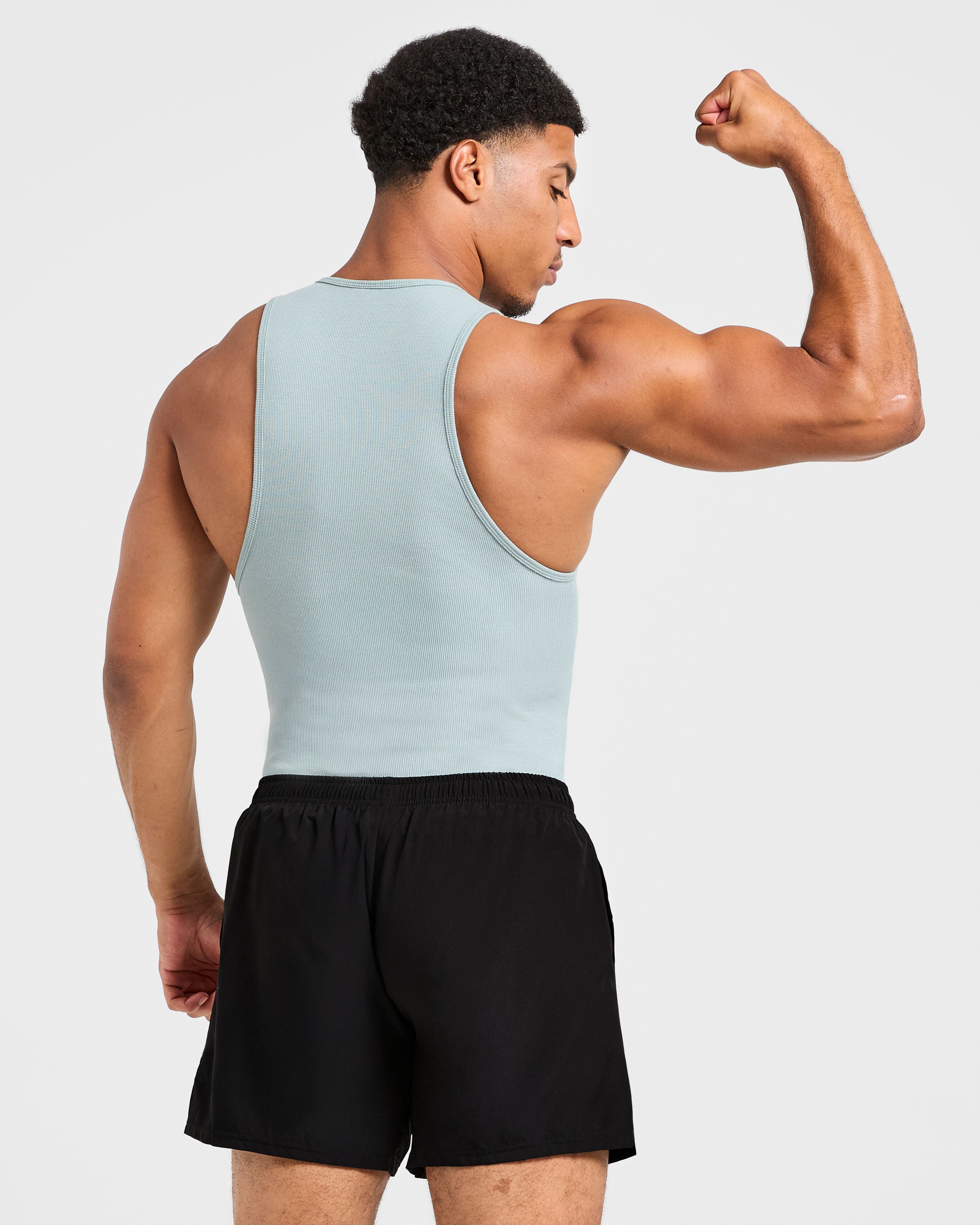 Muscle Ribbed Tank - Stone Blau