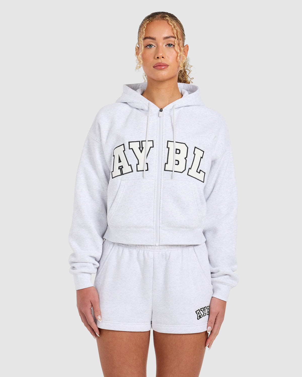 Varsity 2.0 Boxy Zip Up Hoodie - Heather Grau