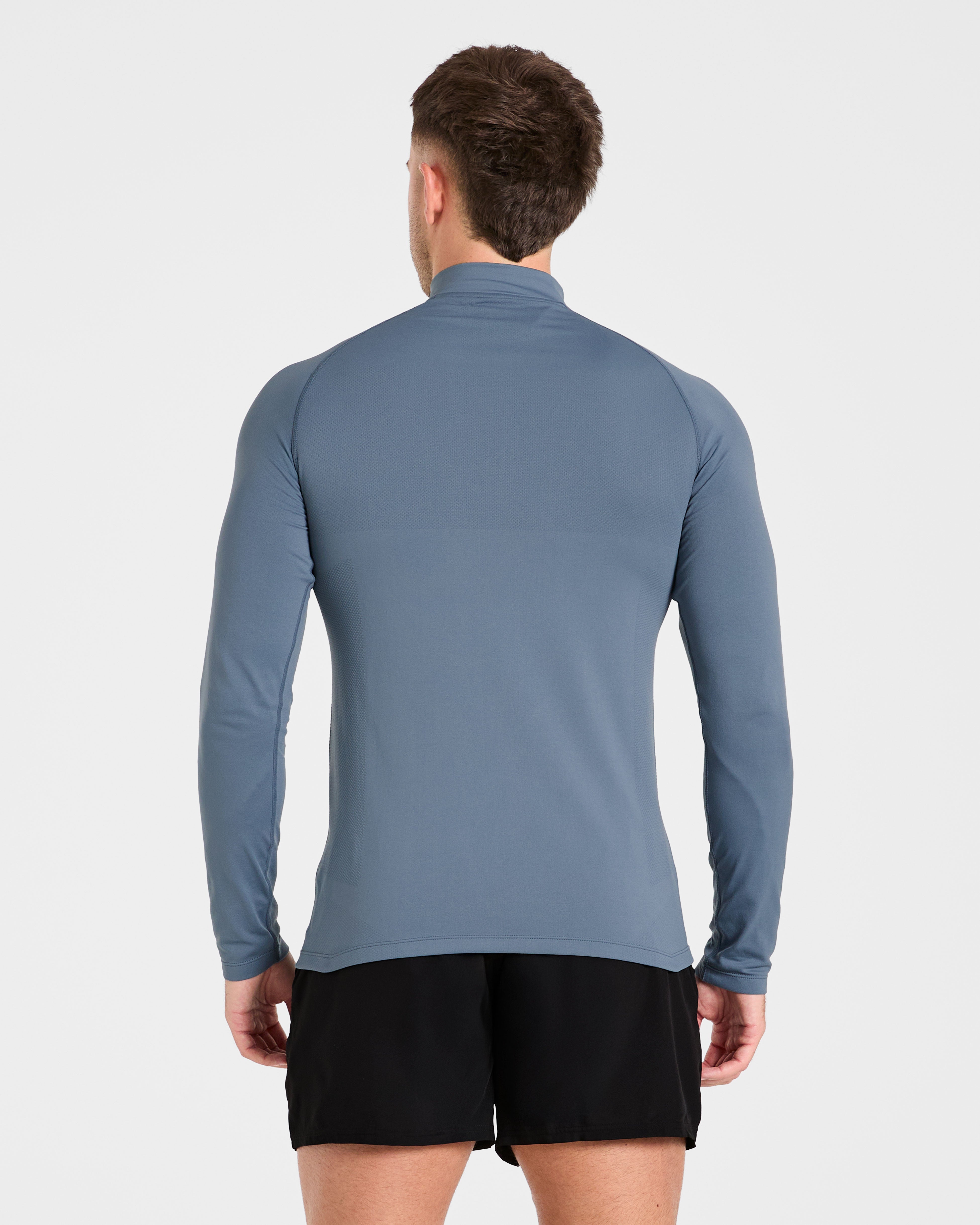 Essential Seamless 1/4 Zip Pullover - Slate Blau