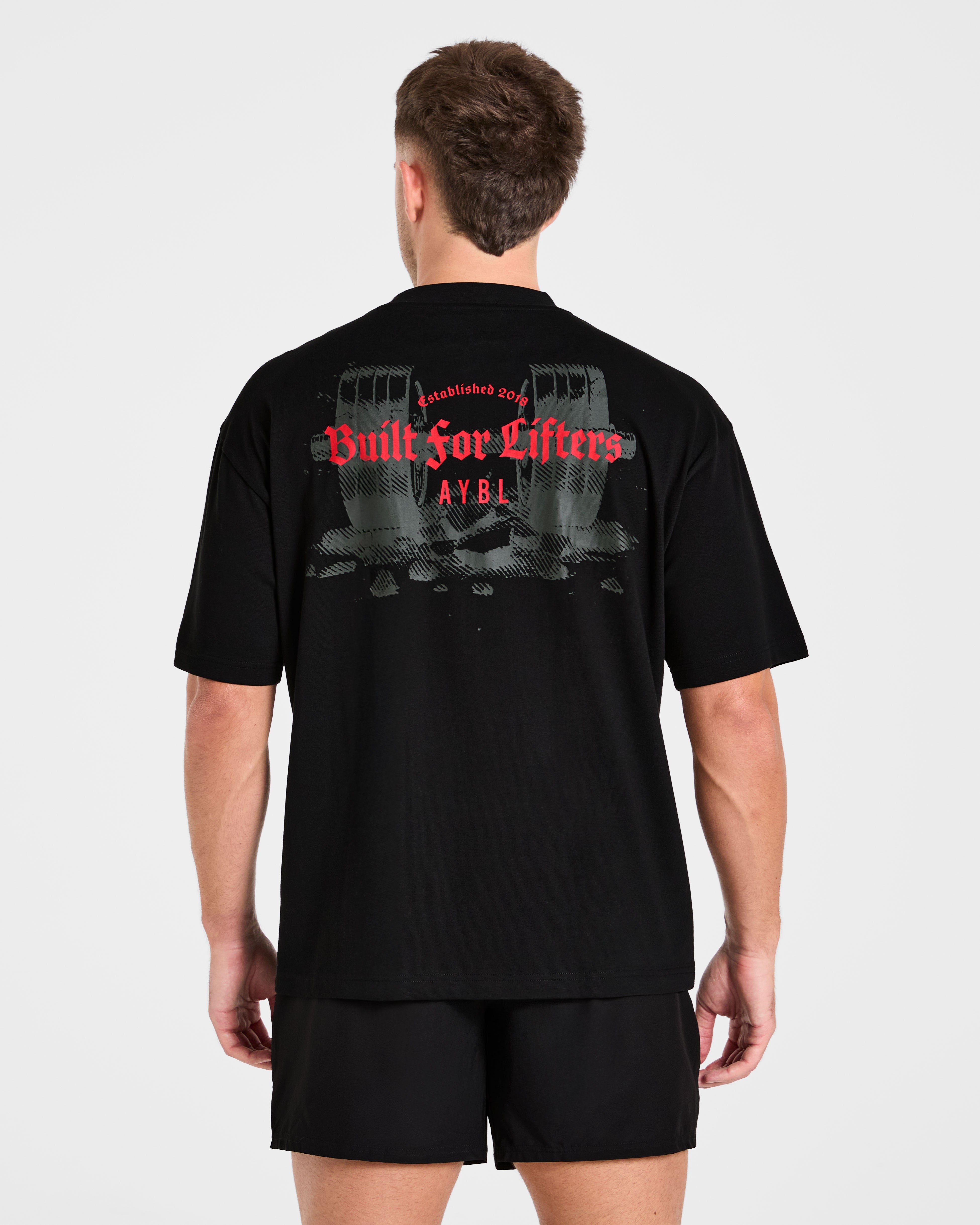 Built for Lifters Oversized T Shirt - Schwarz/Rot