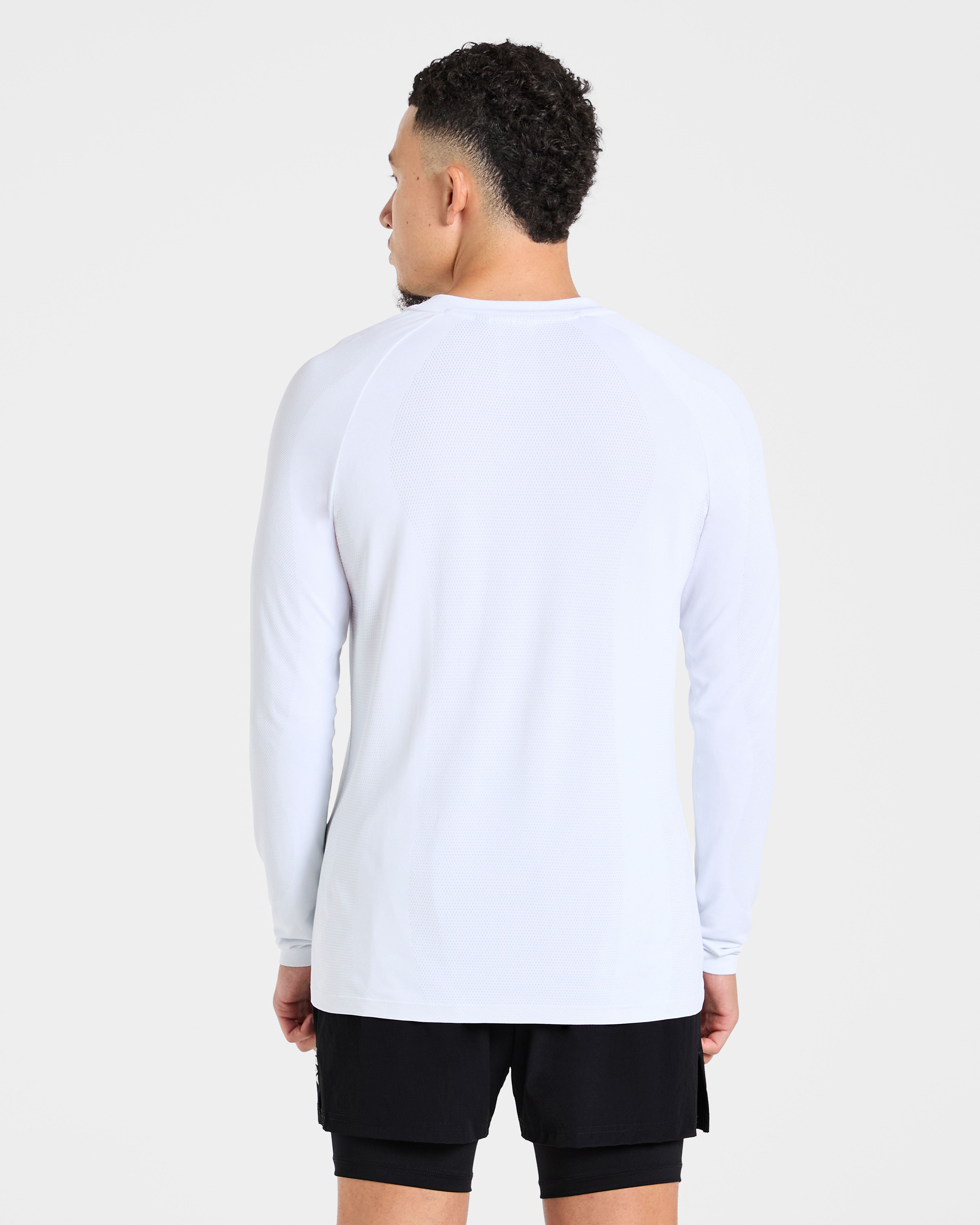 Attain Seamless Long Sleeve T Shirt - Storm Weiß