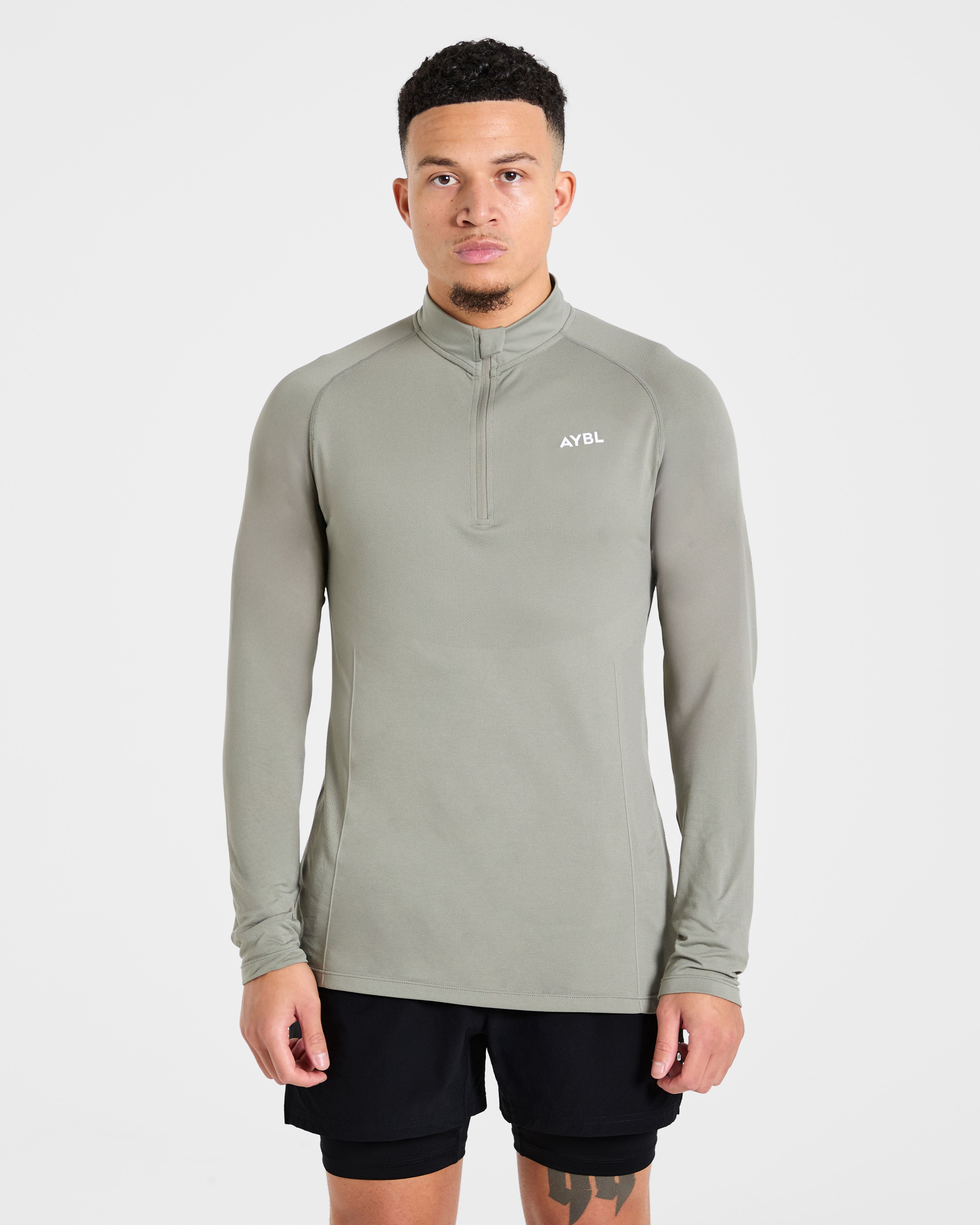 Essential Seamless 1/4 Zip Pullover - Olive