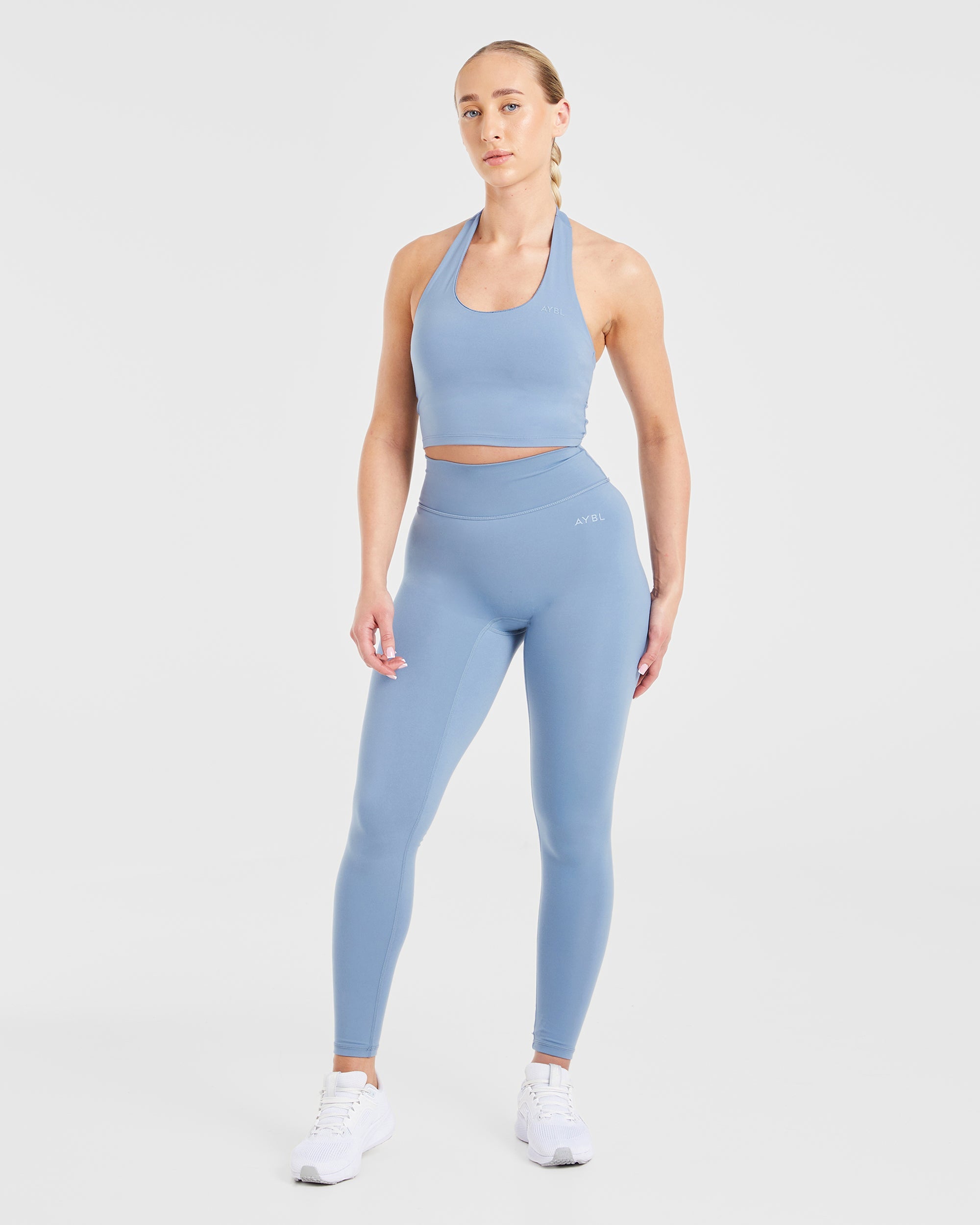 Staple Halterneck Crop Top - Slate Blau