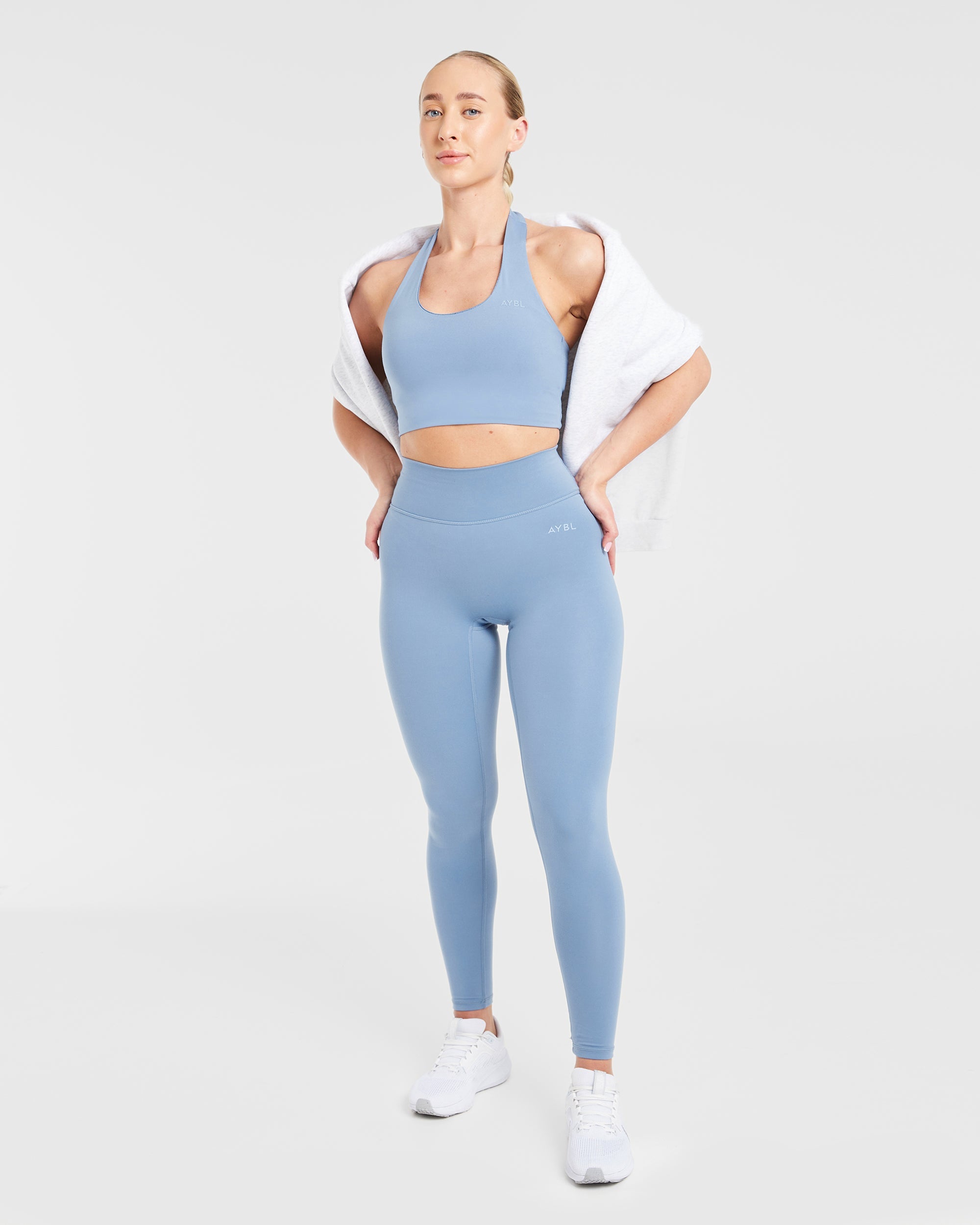 Staple Halterneck Crop Top - Slate Blau