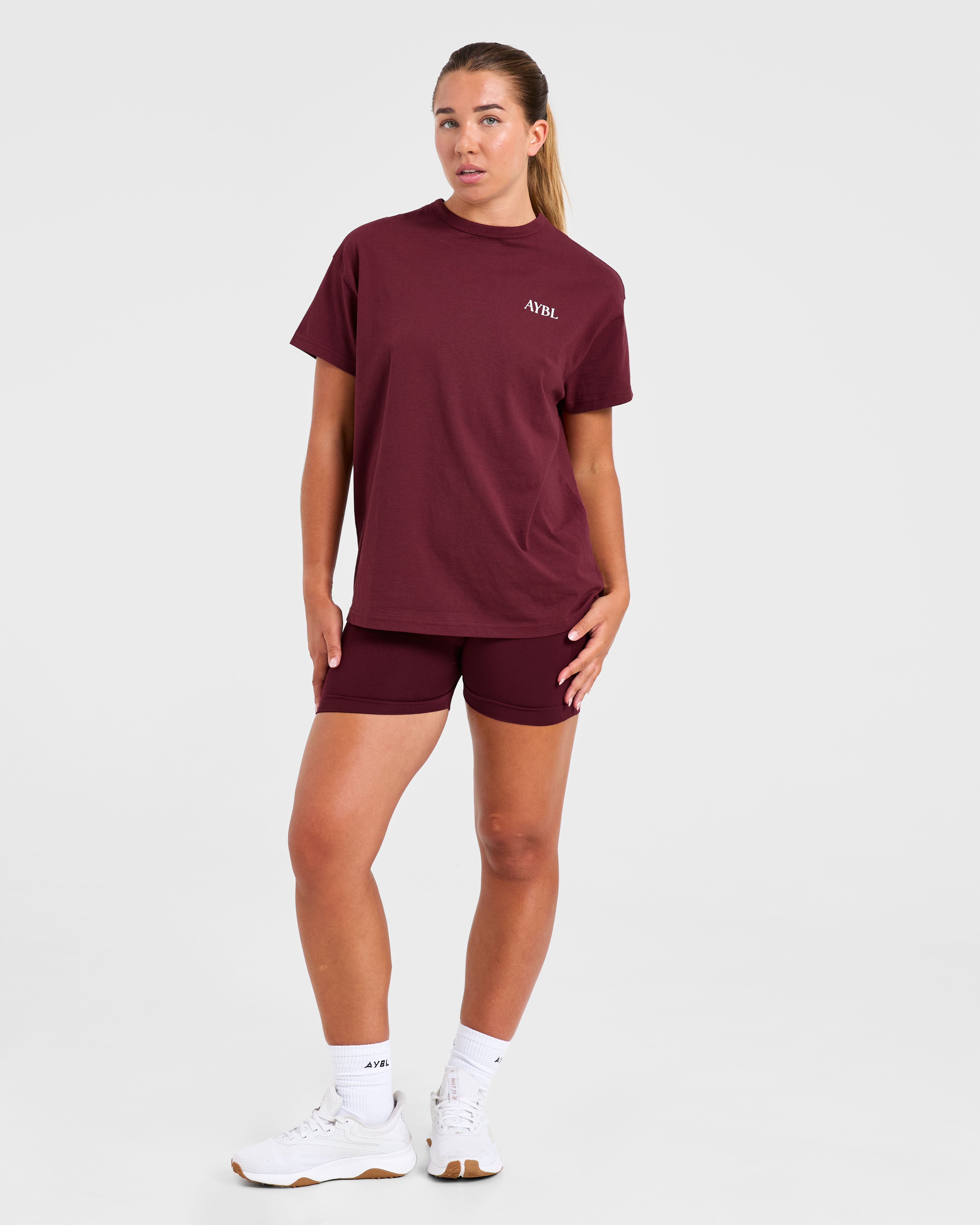 Athletics Club Oversized T Shirt - Rot Wine/Rosa