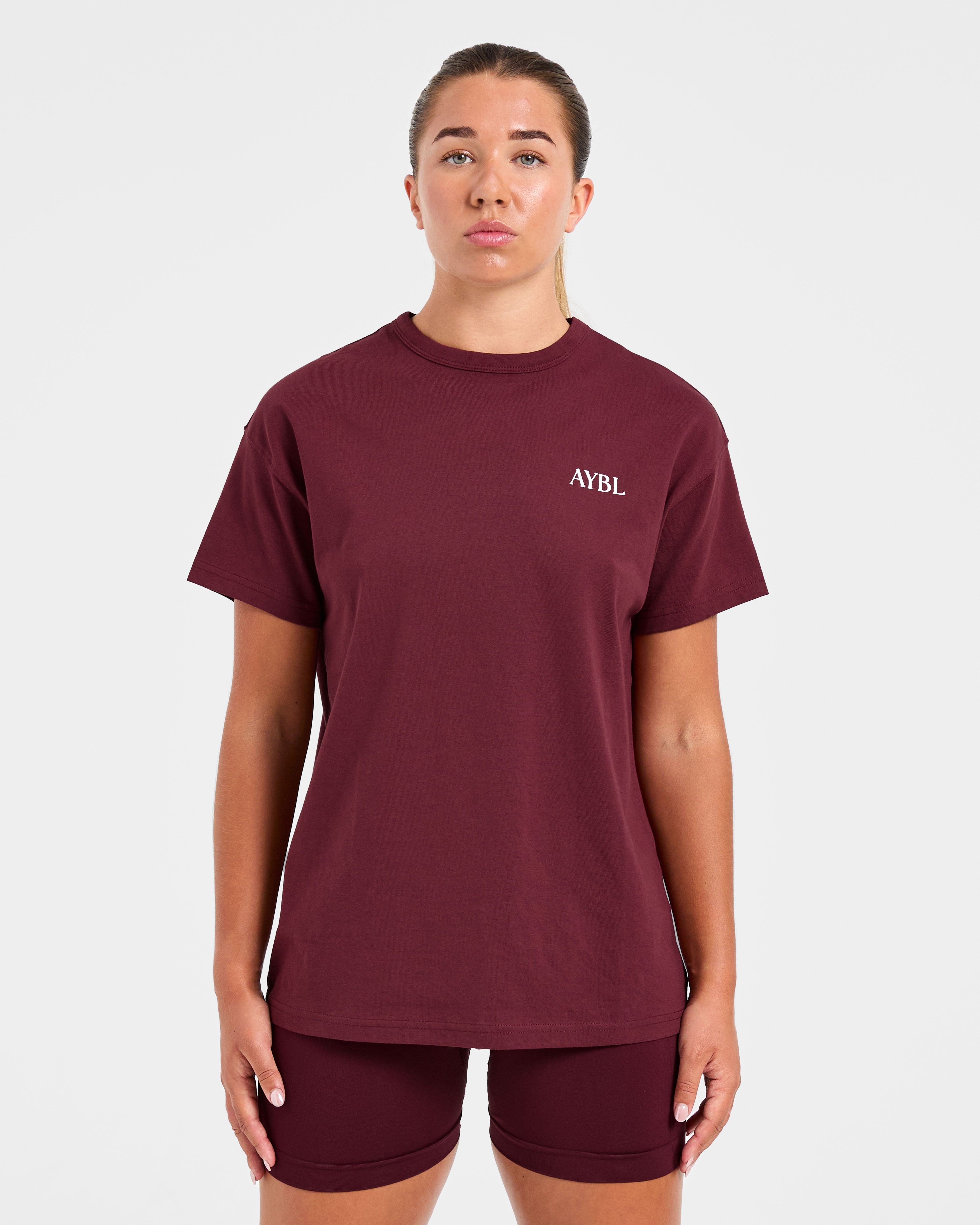 Athletics Club Oversized T Shirt - Rot Wine/Rosa