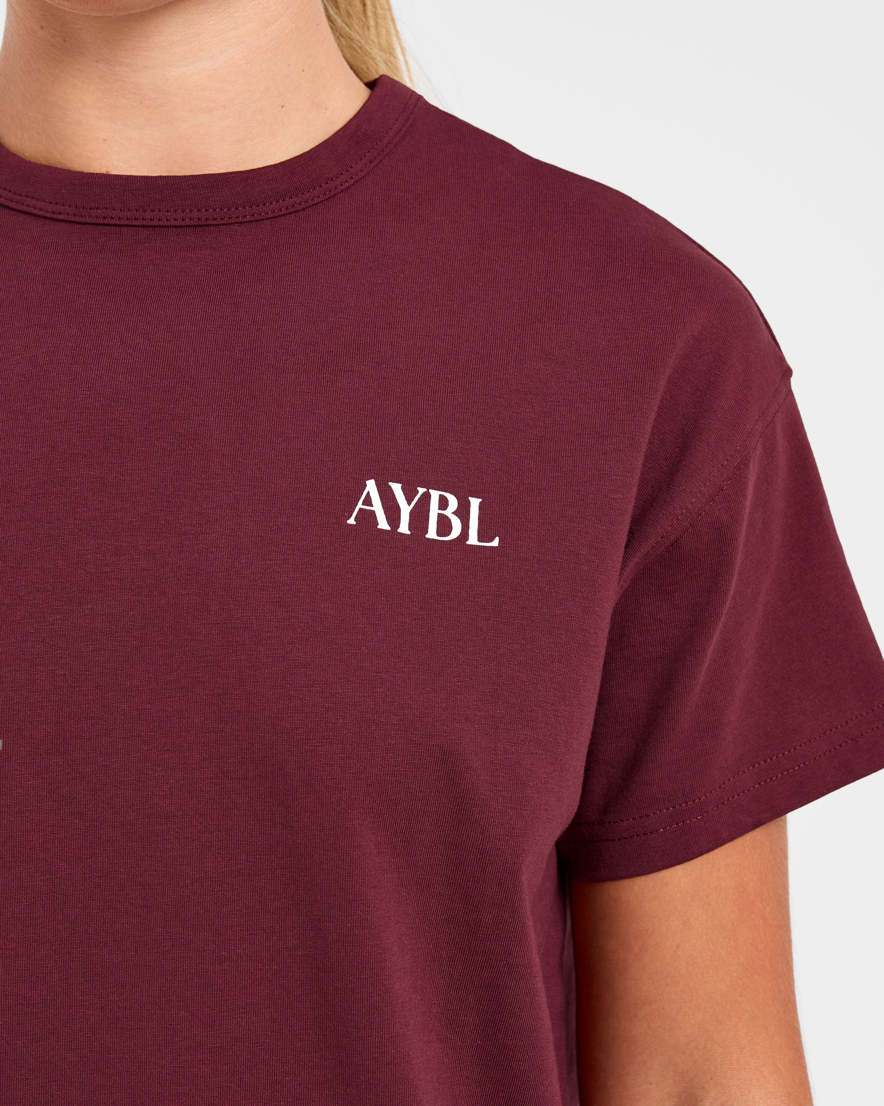 Athletics Club Oversized T Shirt - Rot Wine/Rosa