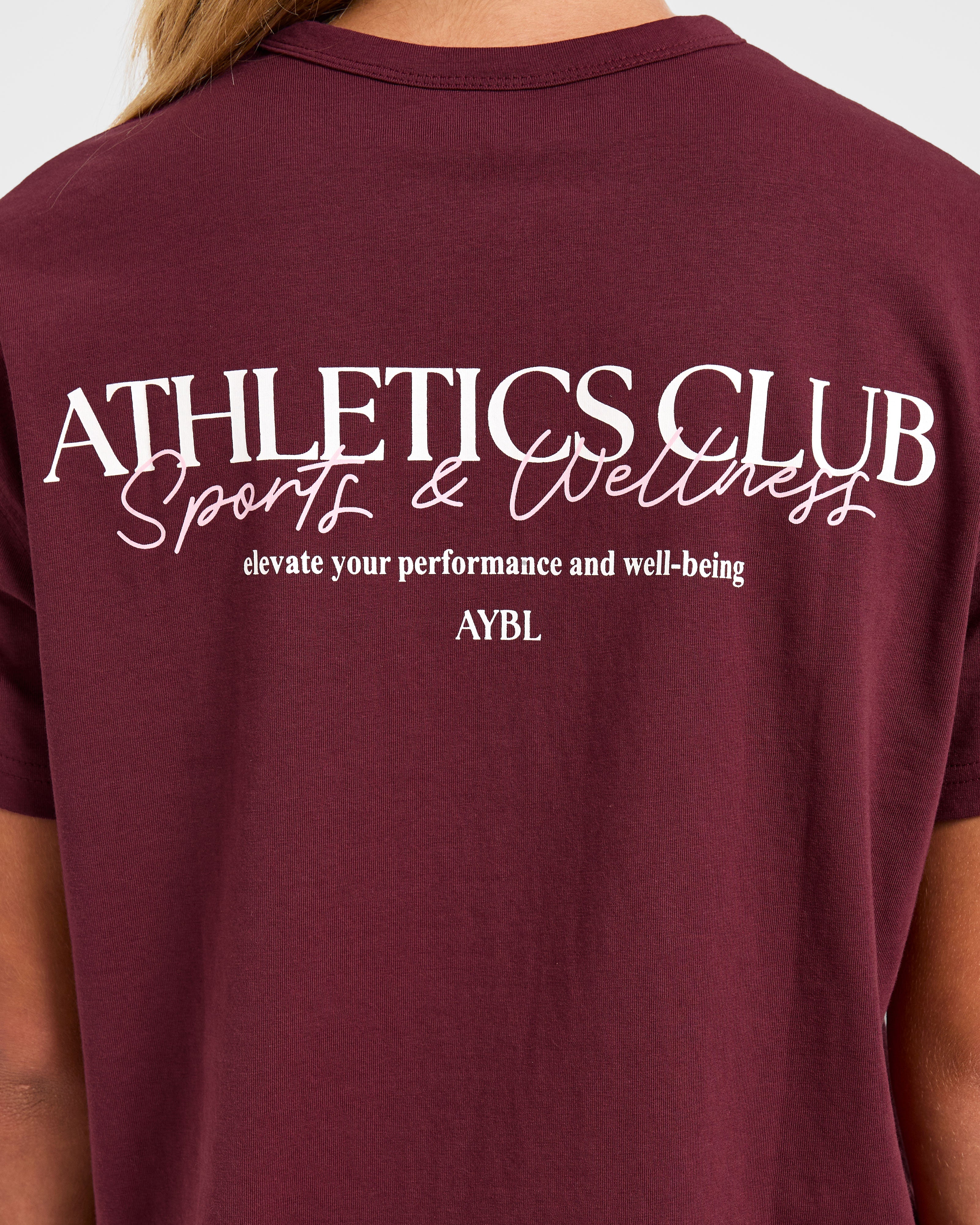 Athletics Club Oversized T Shirt - Rot Wine/Rosa