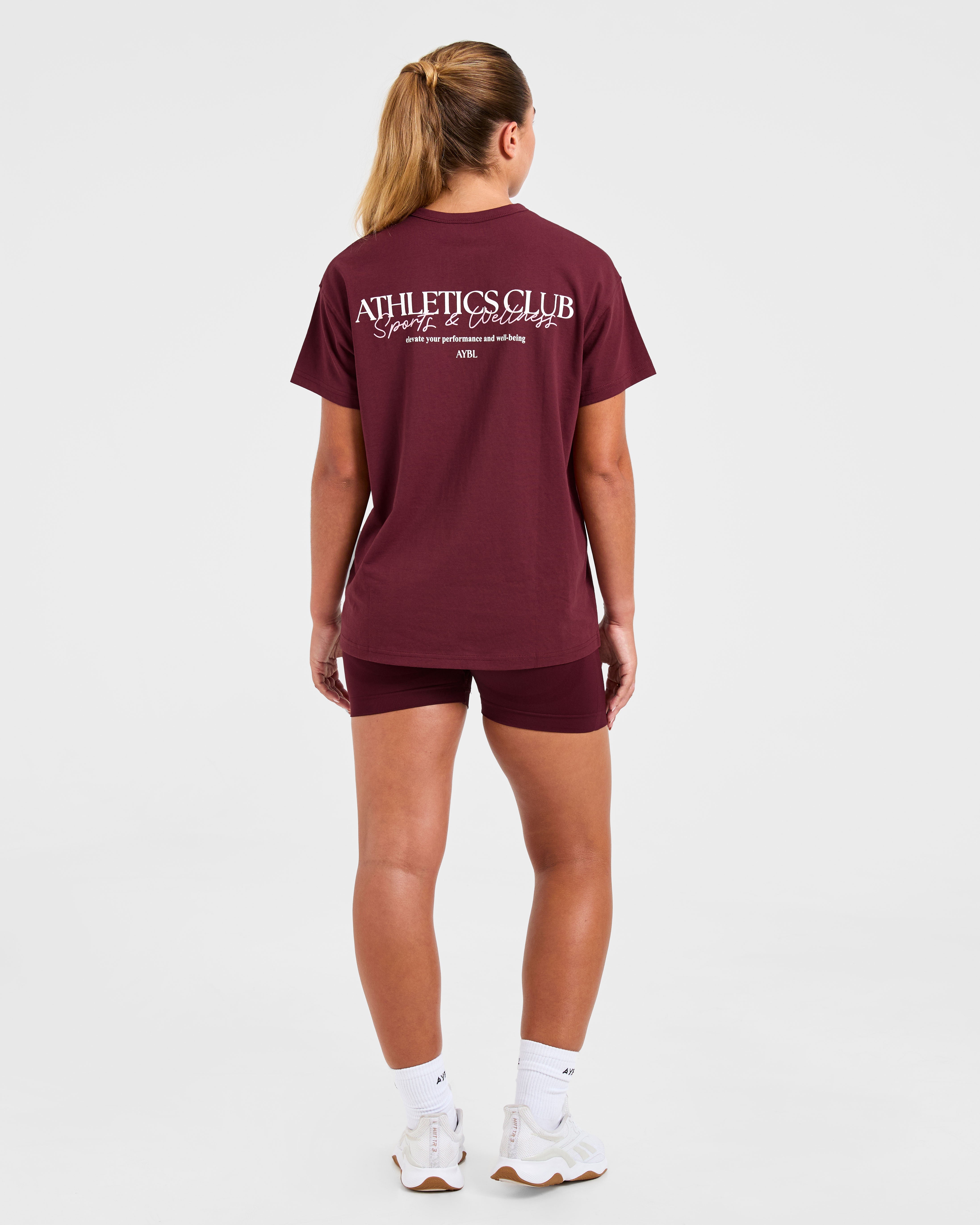 Athletics Club Oversized T Shirt - Rot Wine/Rosa