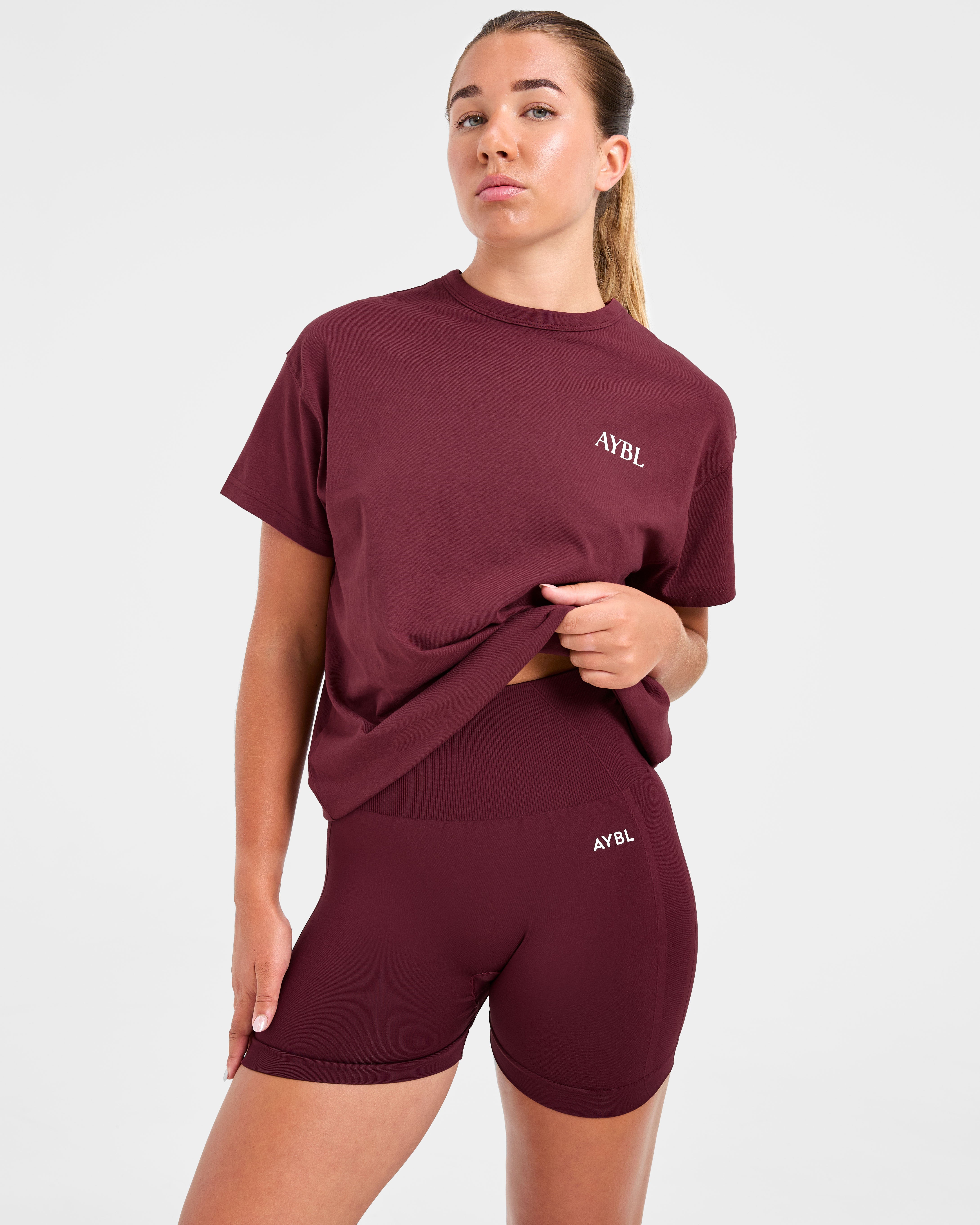 Athletics Club Oversized T Shirt - Rot Wine/Rosa