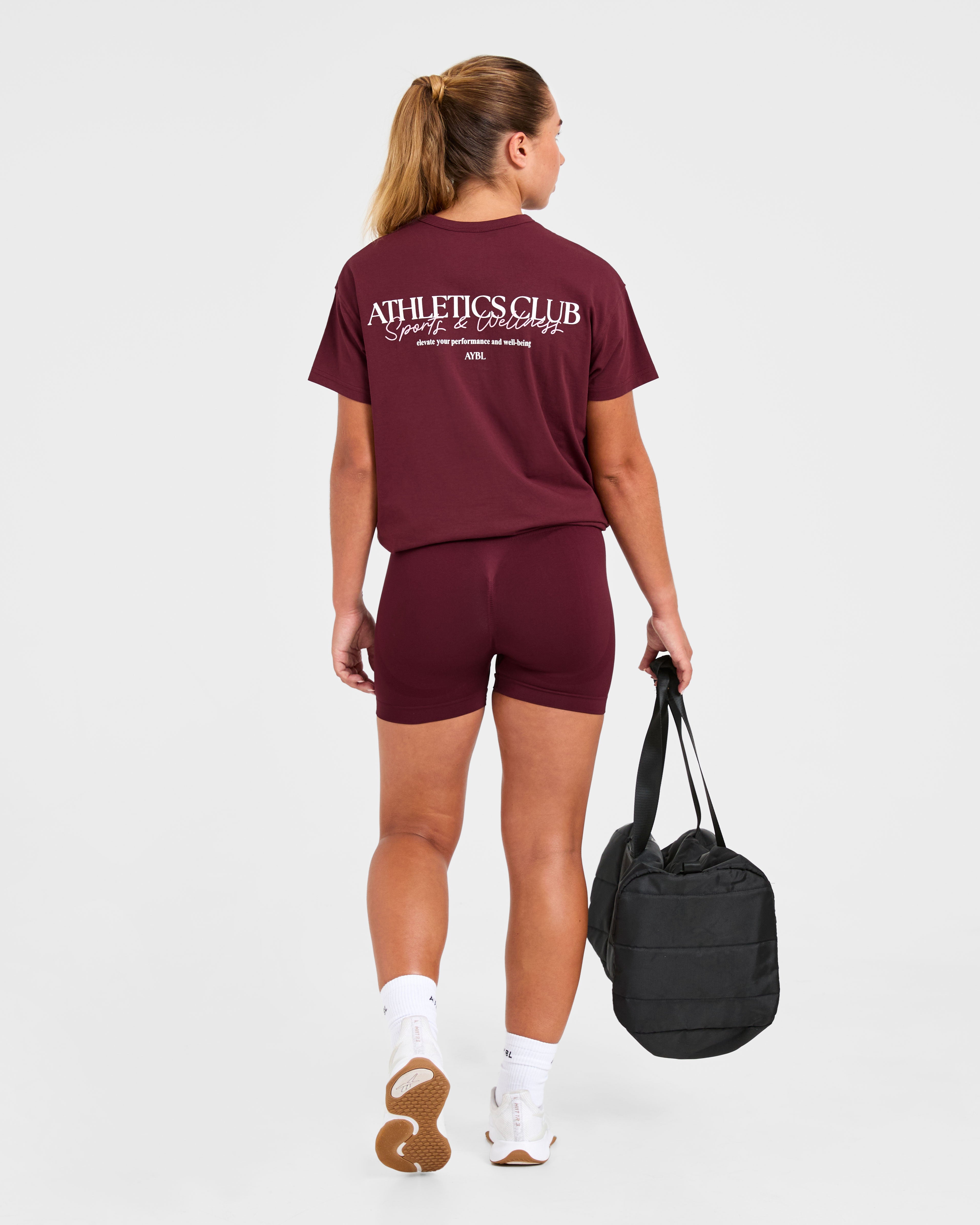 Athletics Club Oversized T Shirt - Rot Wine/Rosa