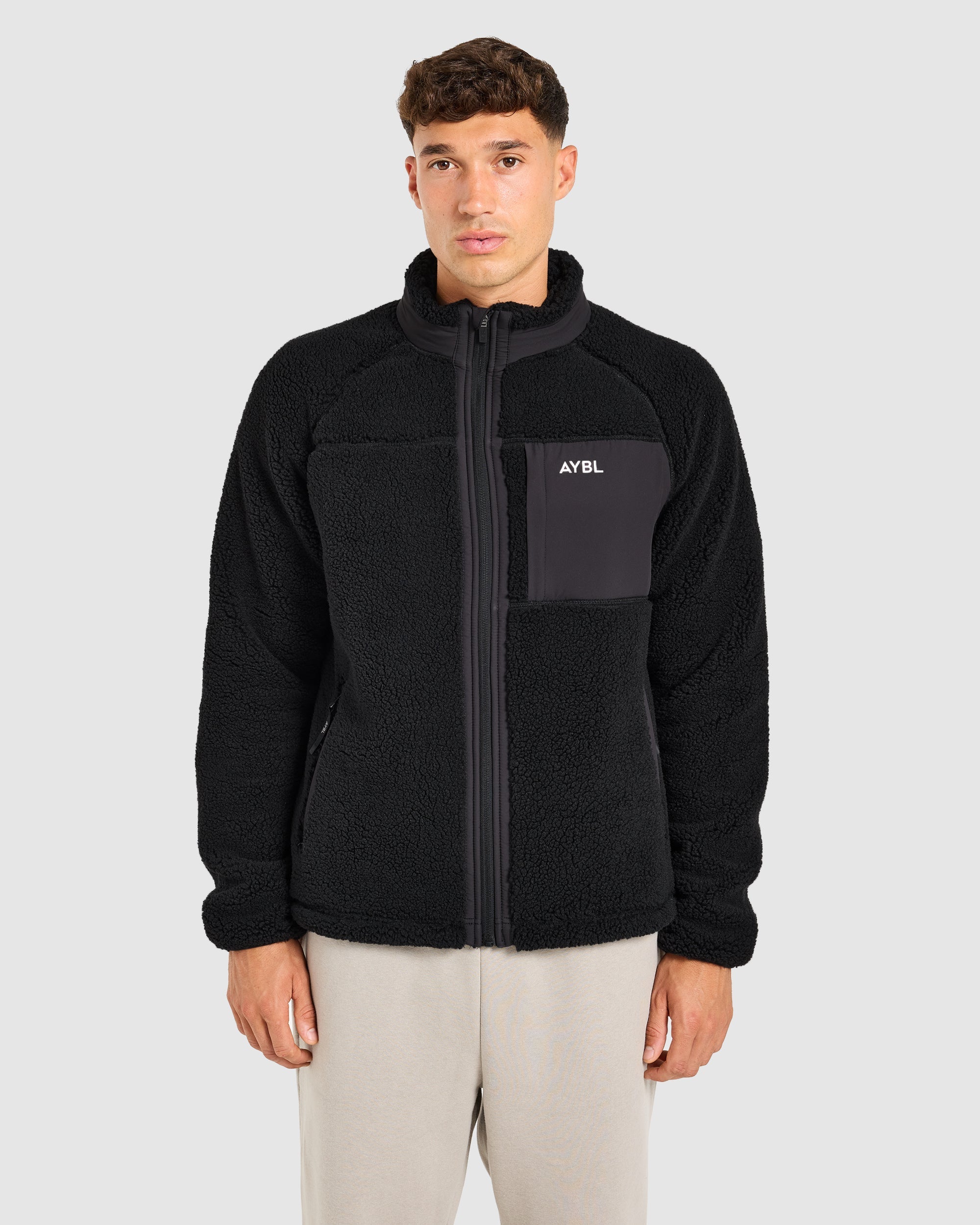 Classic Zip Up Fleece Jacket - Schwarz