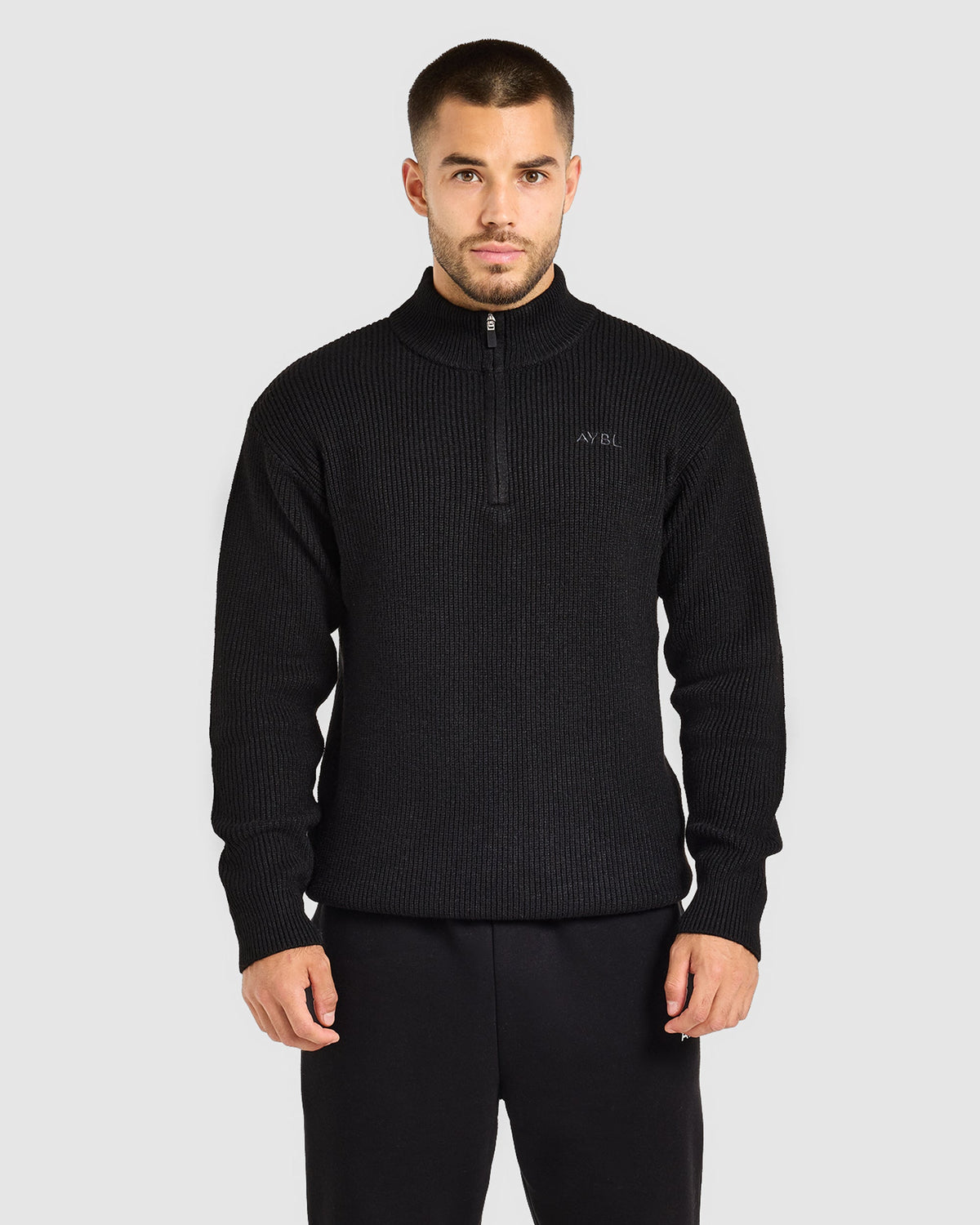 Signature Knitted 1/4 Zip Pullover - Schwarz