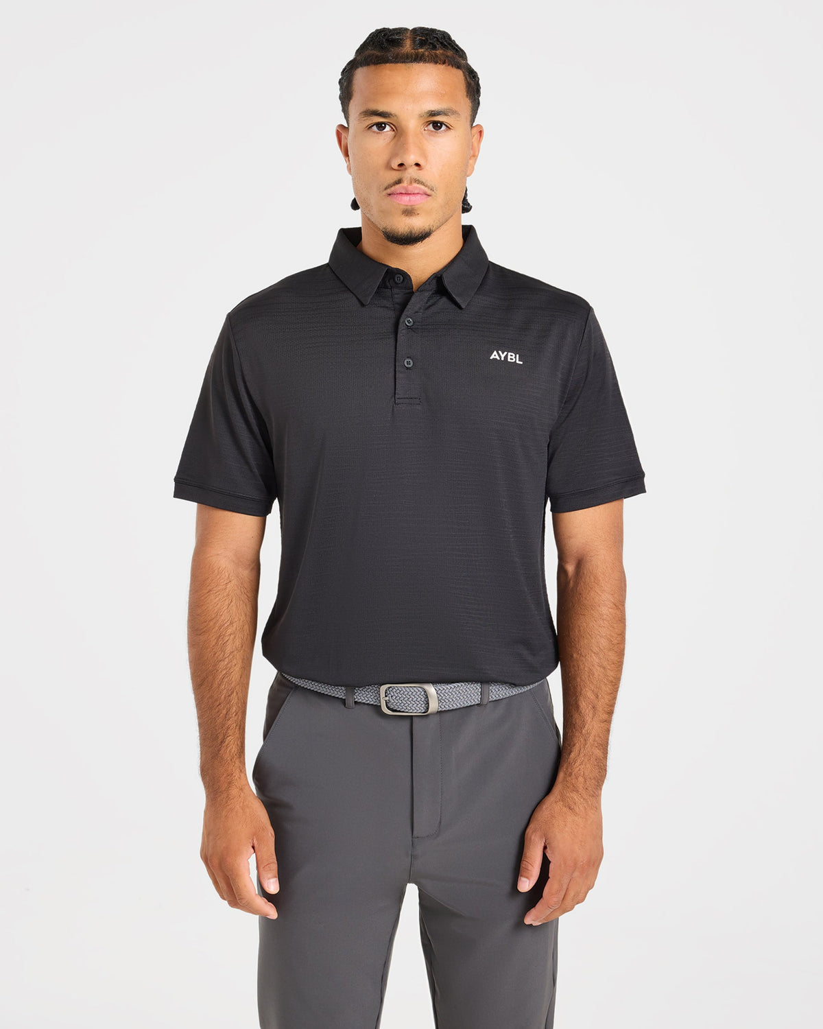 Precision Textured Stripe Polo - Schwarz