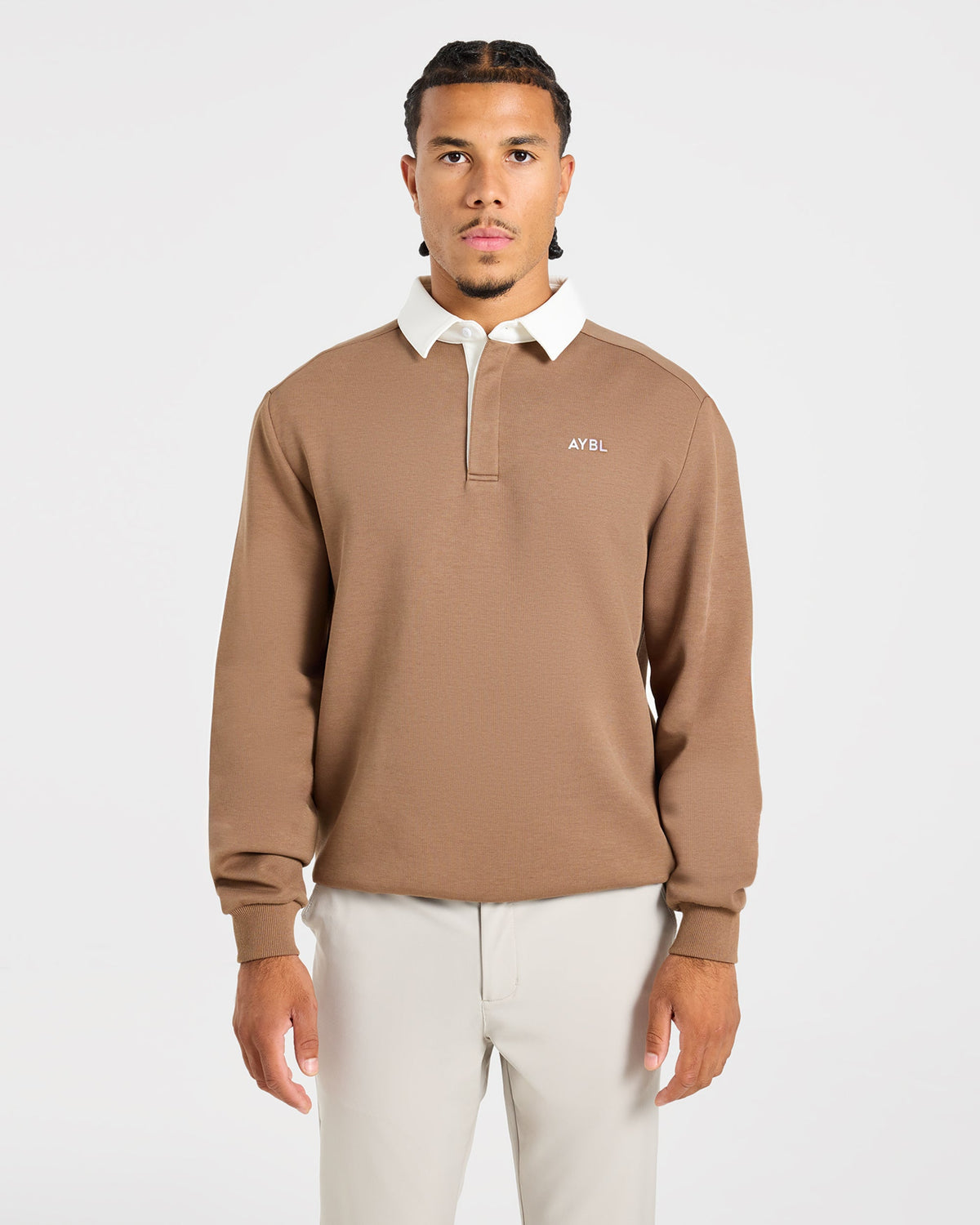 Precision Contrast Collared Pullover - Dark Dune