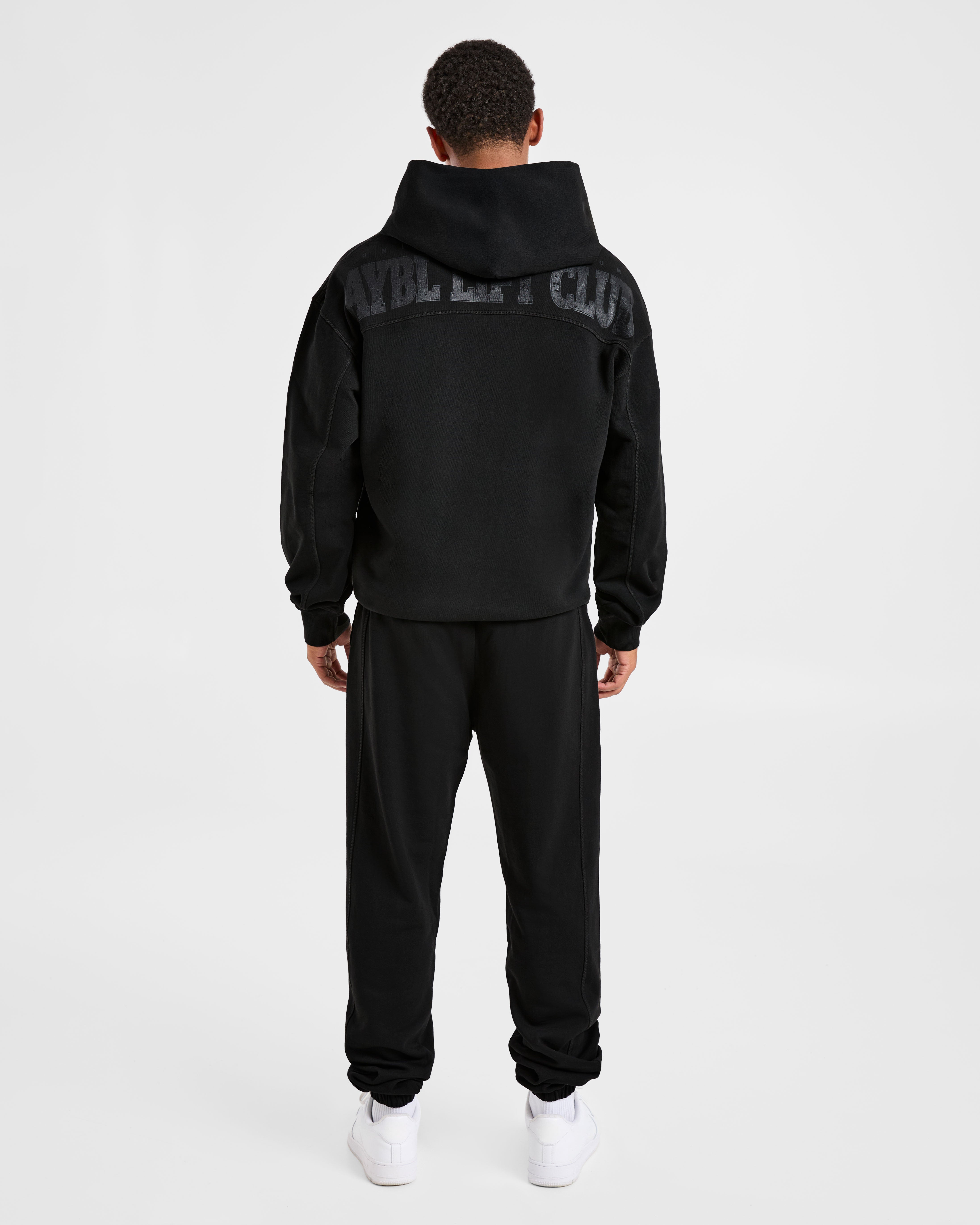 Lift Club Distressed Hoodie - Schwarz/Charcoal