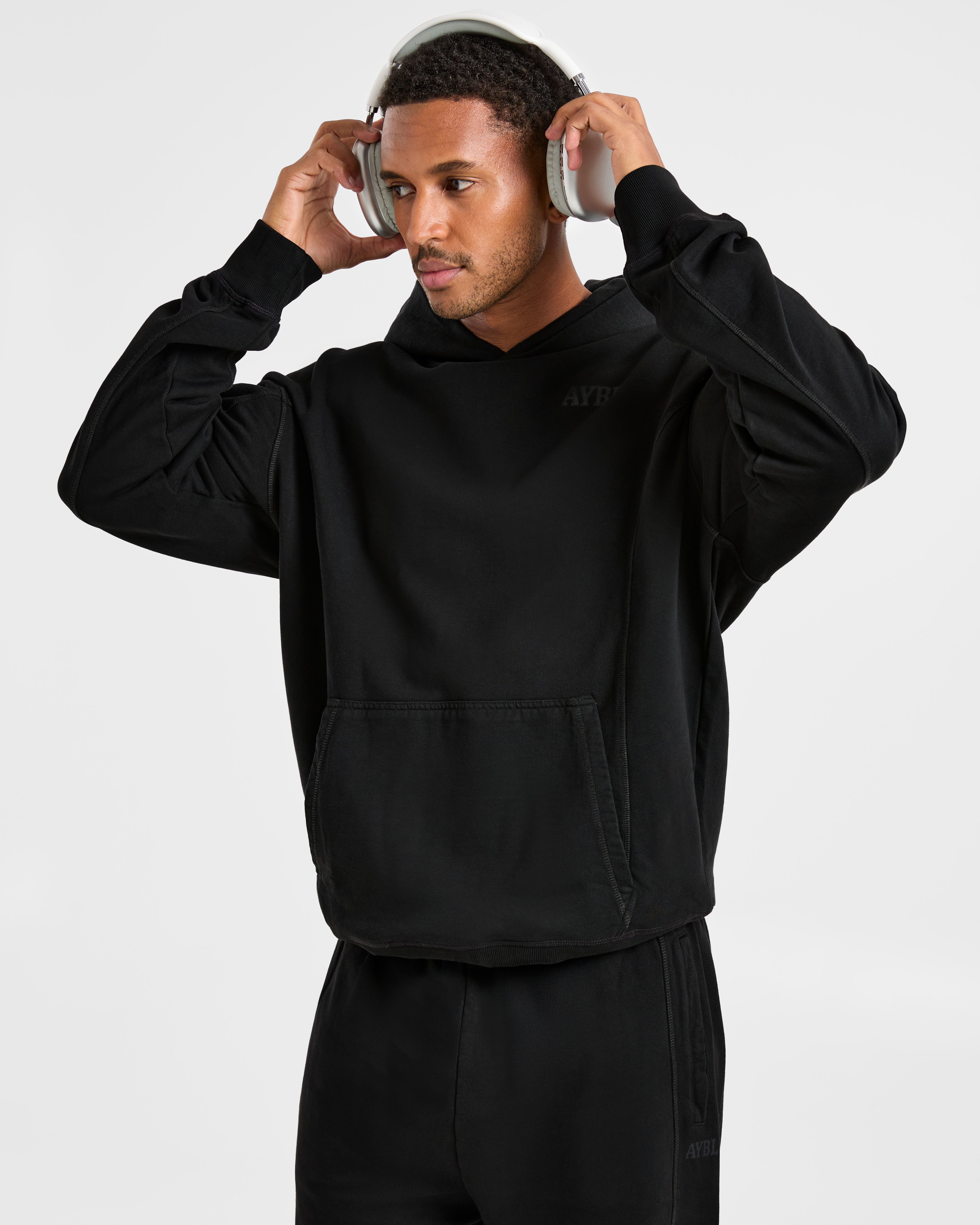 Lift Club Distressed Hoodie - Schwarz/Charcoal