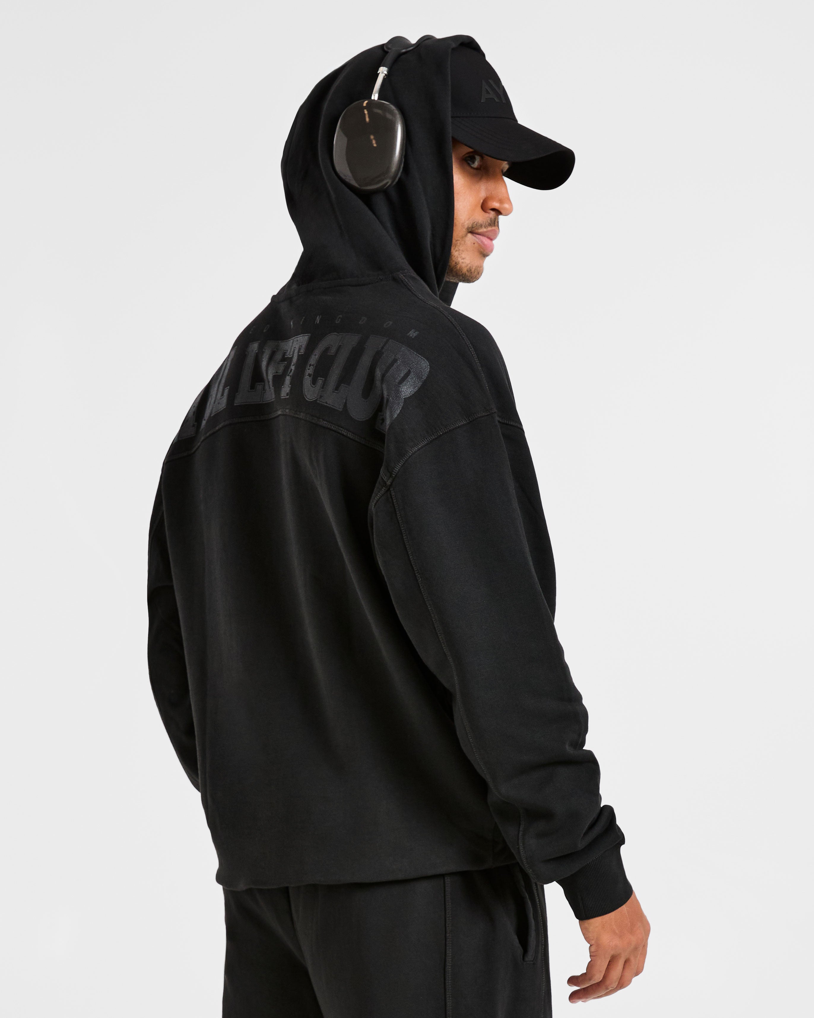 Lift Club Distressed Hoodie - Schwarz/Charcoal
