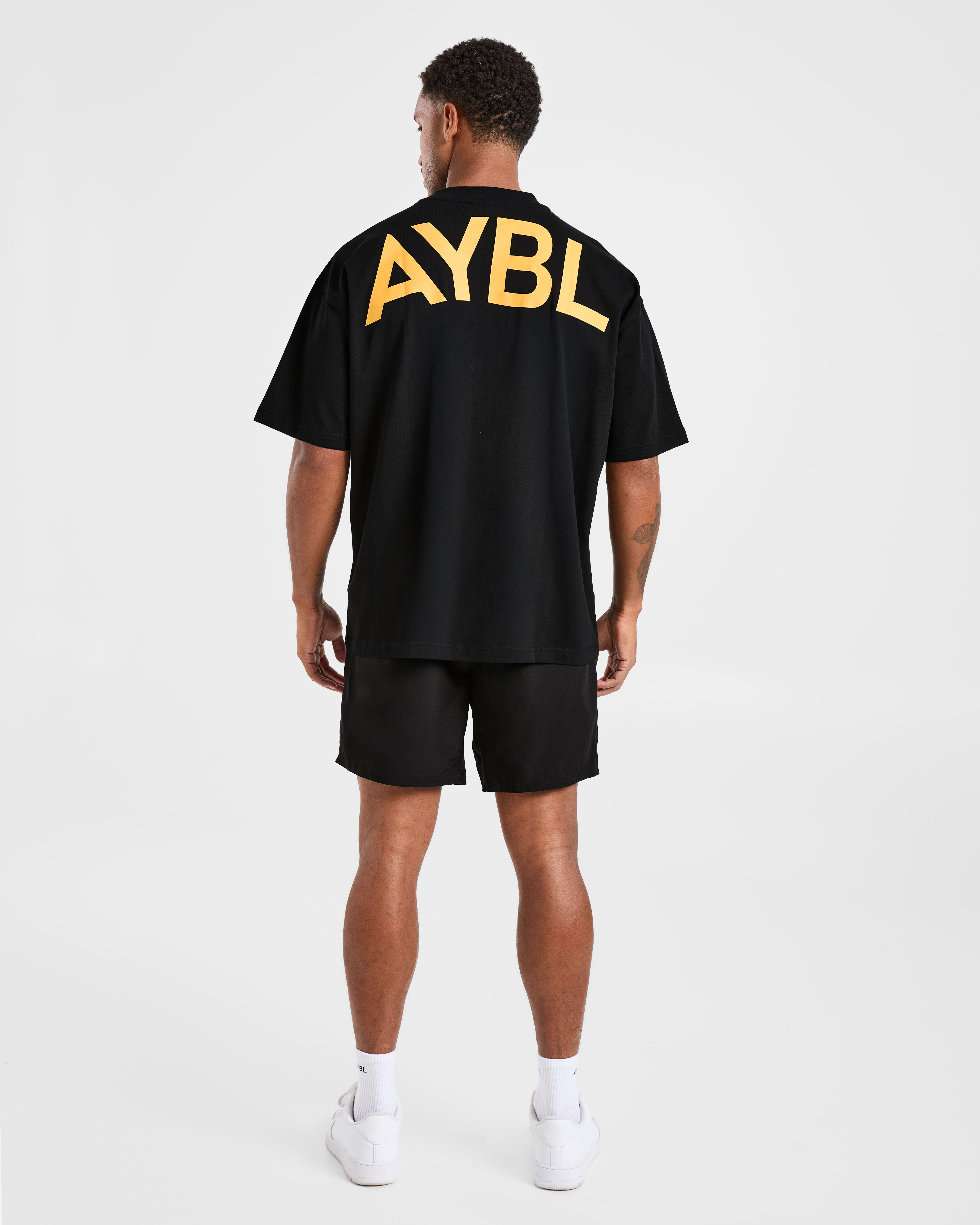 Essential Oversized T Shirt - Schwarz/Mango Gelb