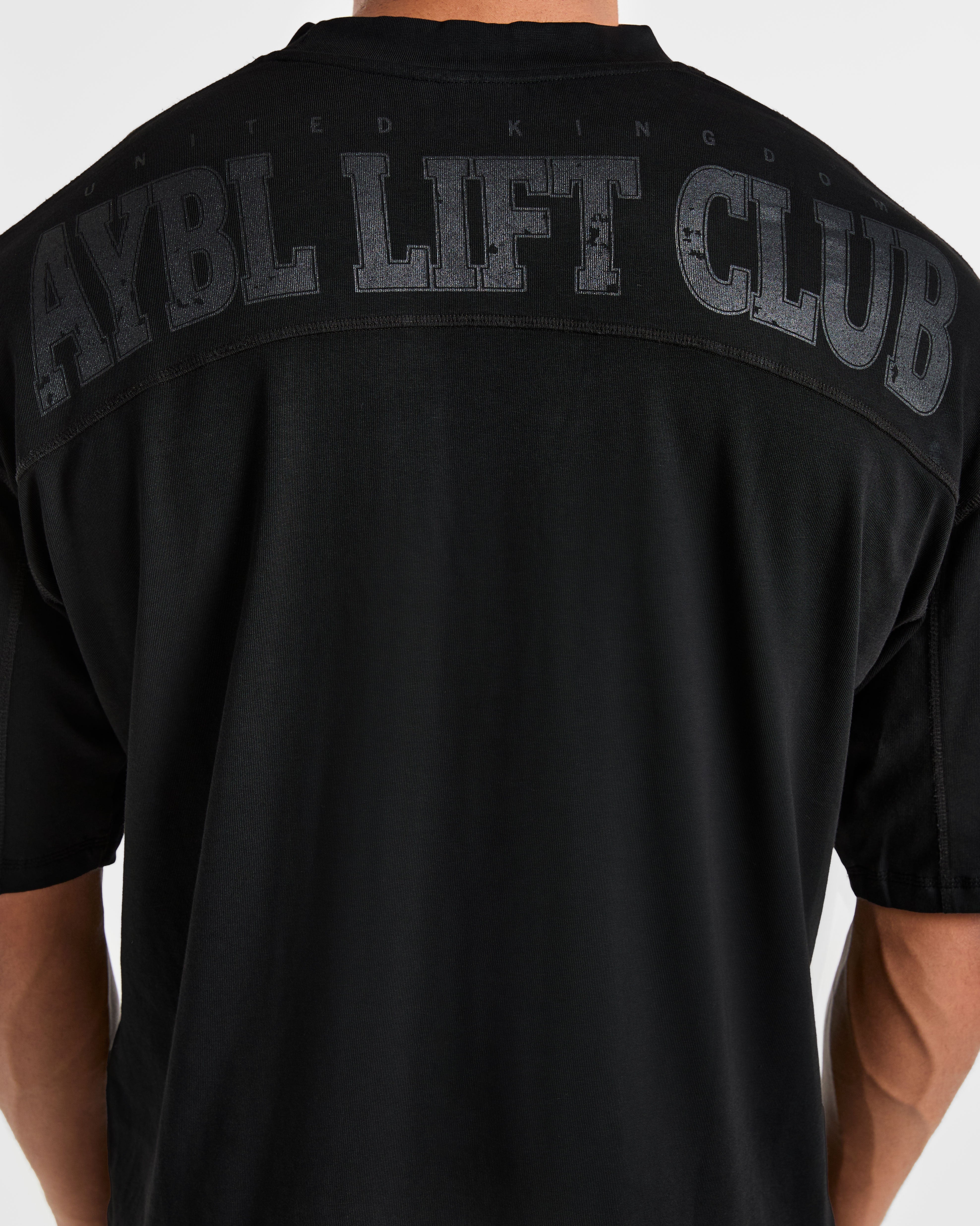Lift Club Distressed Oversized T Shirt - Schwarz/Charcoal