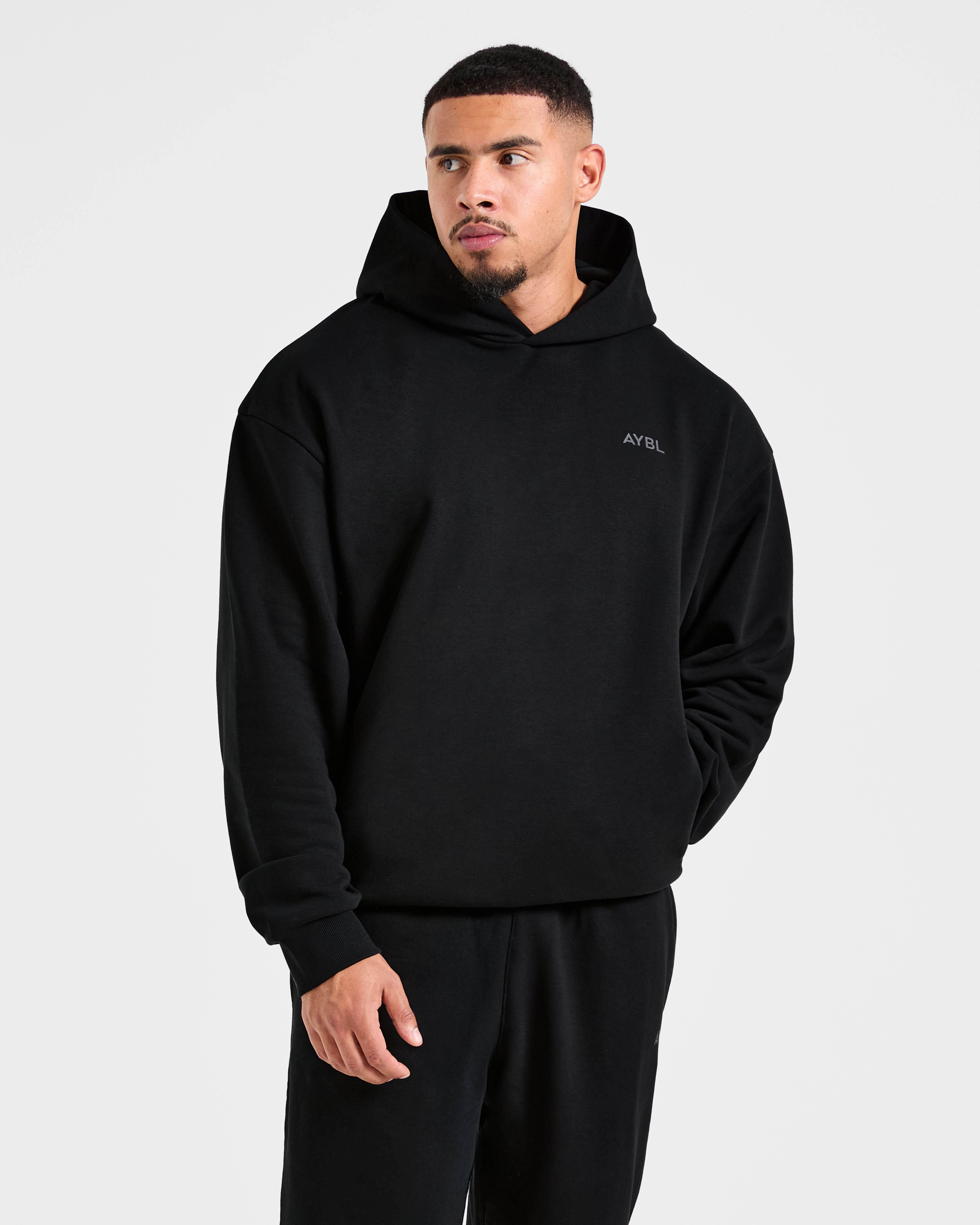 Essential Oversized Graphic Hoodie - Schwarz