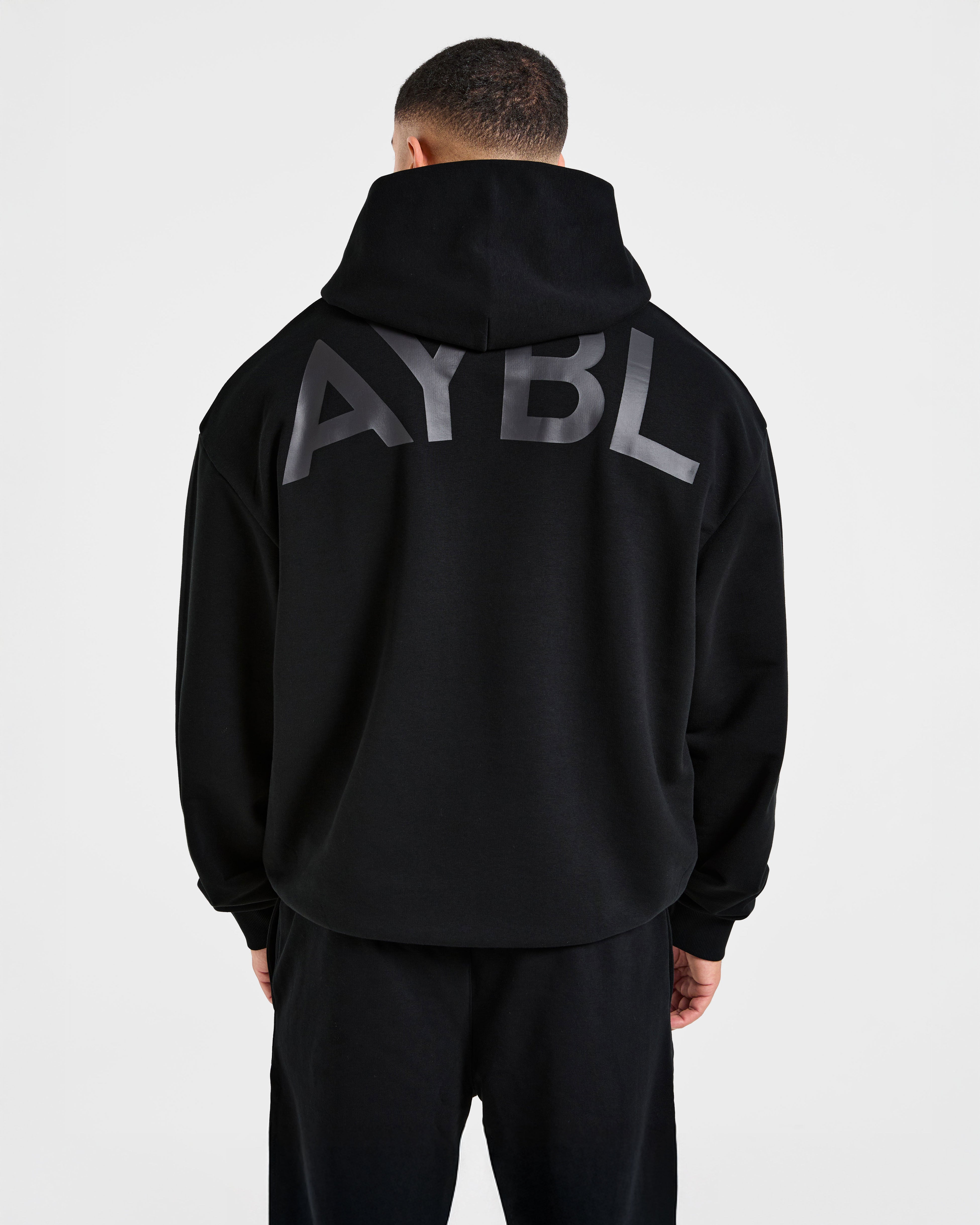 Essential Oversized Graphic Hoodie - Schwarz