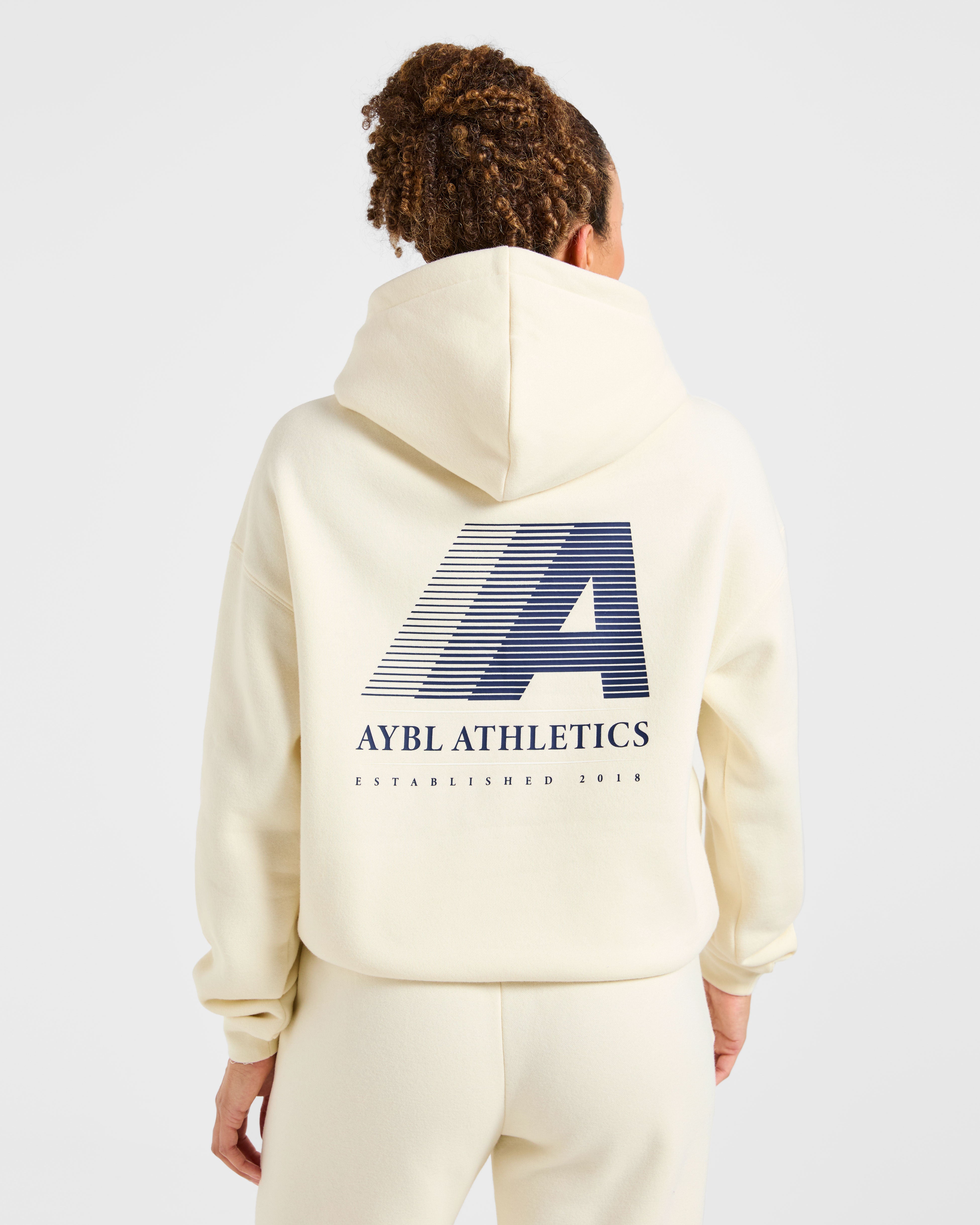 Retro Athletics Oversized Hoodie - Butter Gelb/Navy