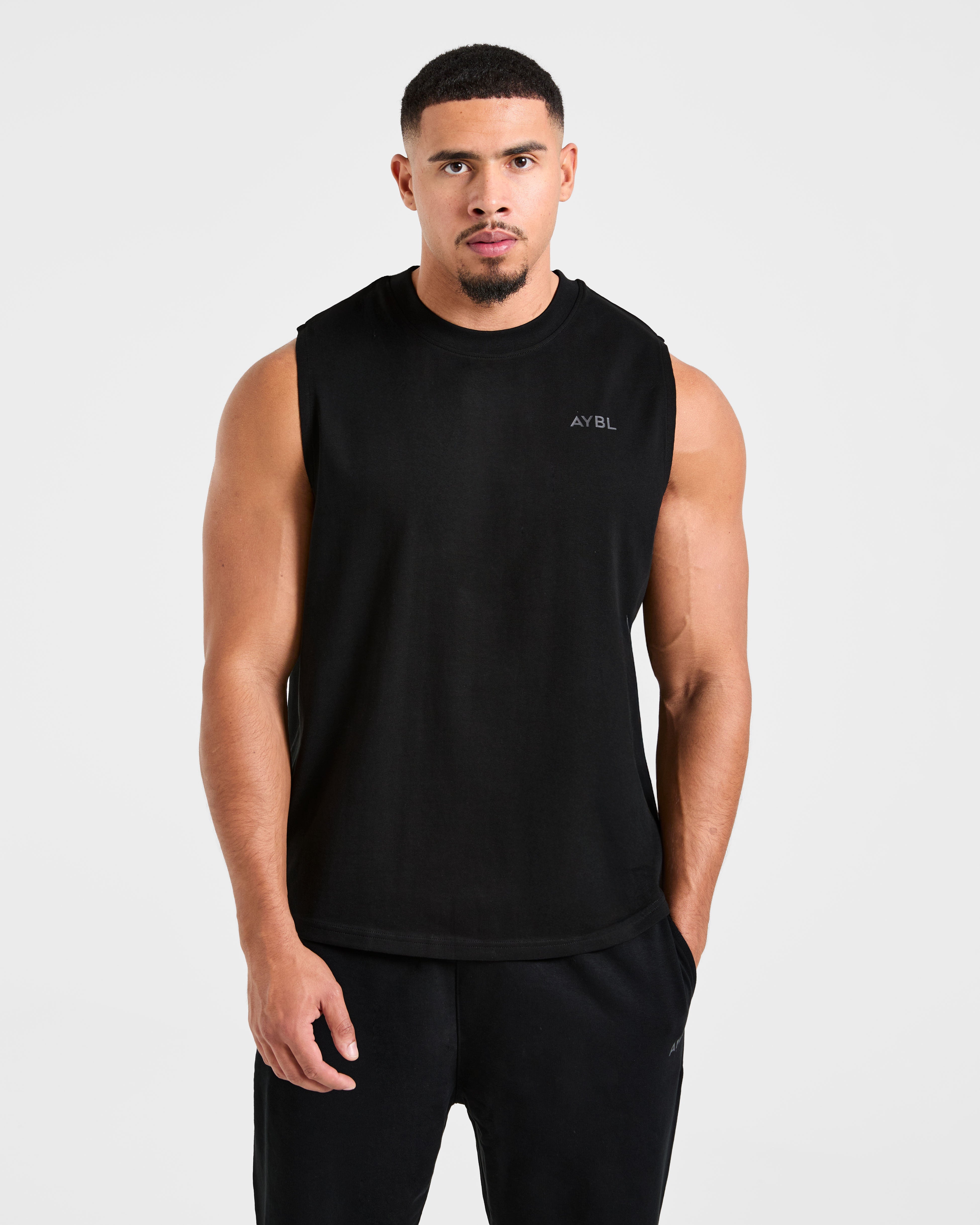 Essential Oversized Graphic Tank - Schwarz