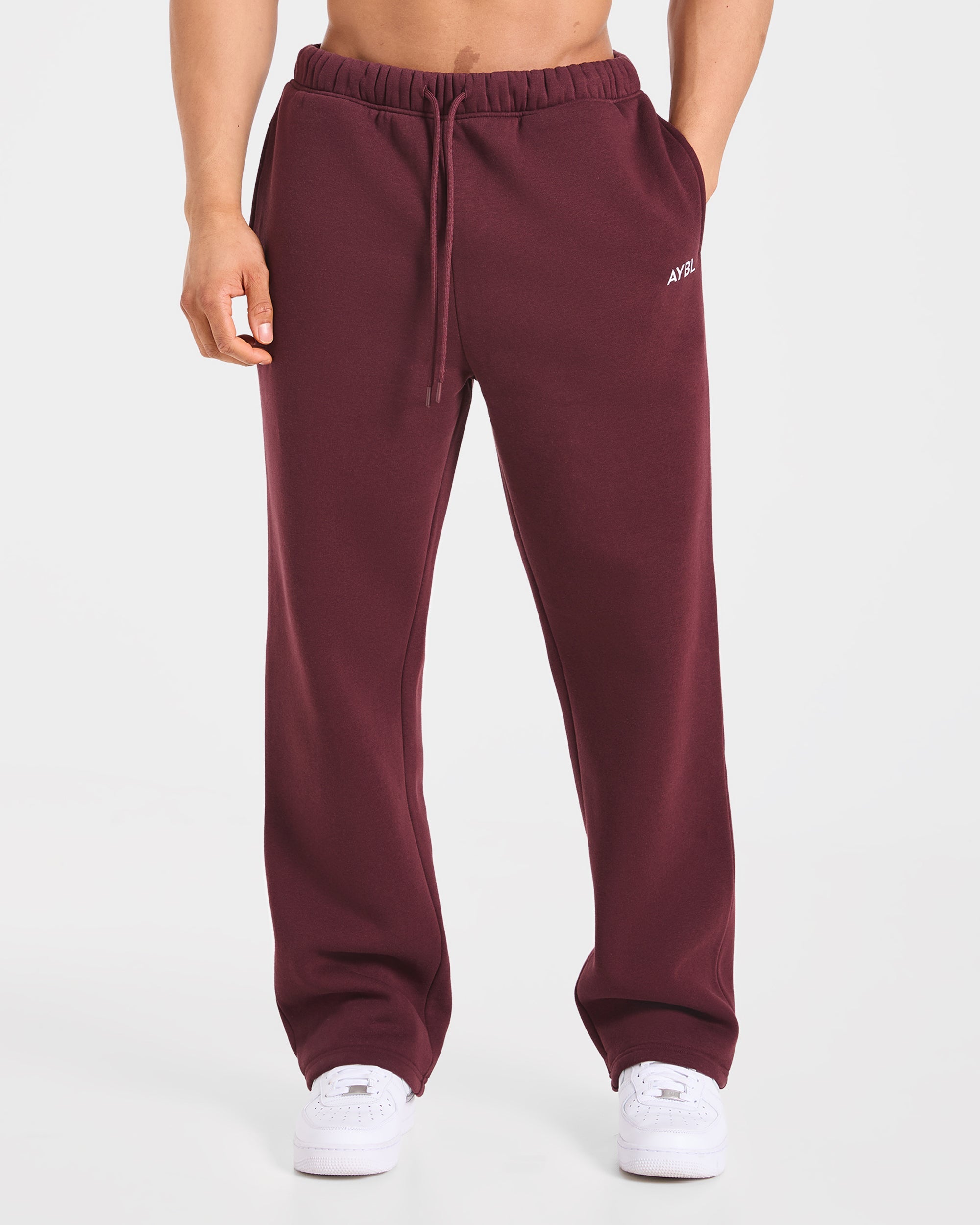 Essential Oversized Straight Leg Joggers - Burgundy Rot